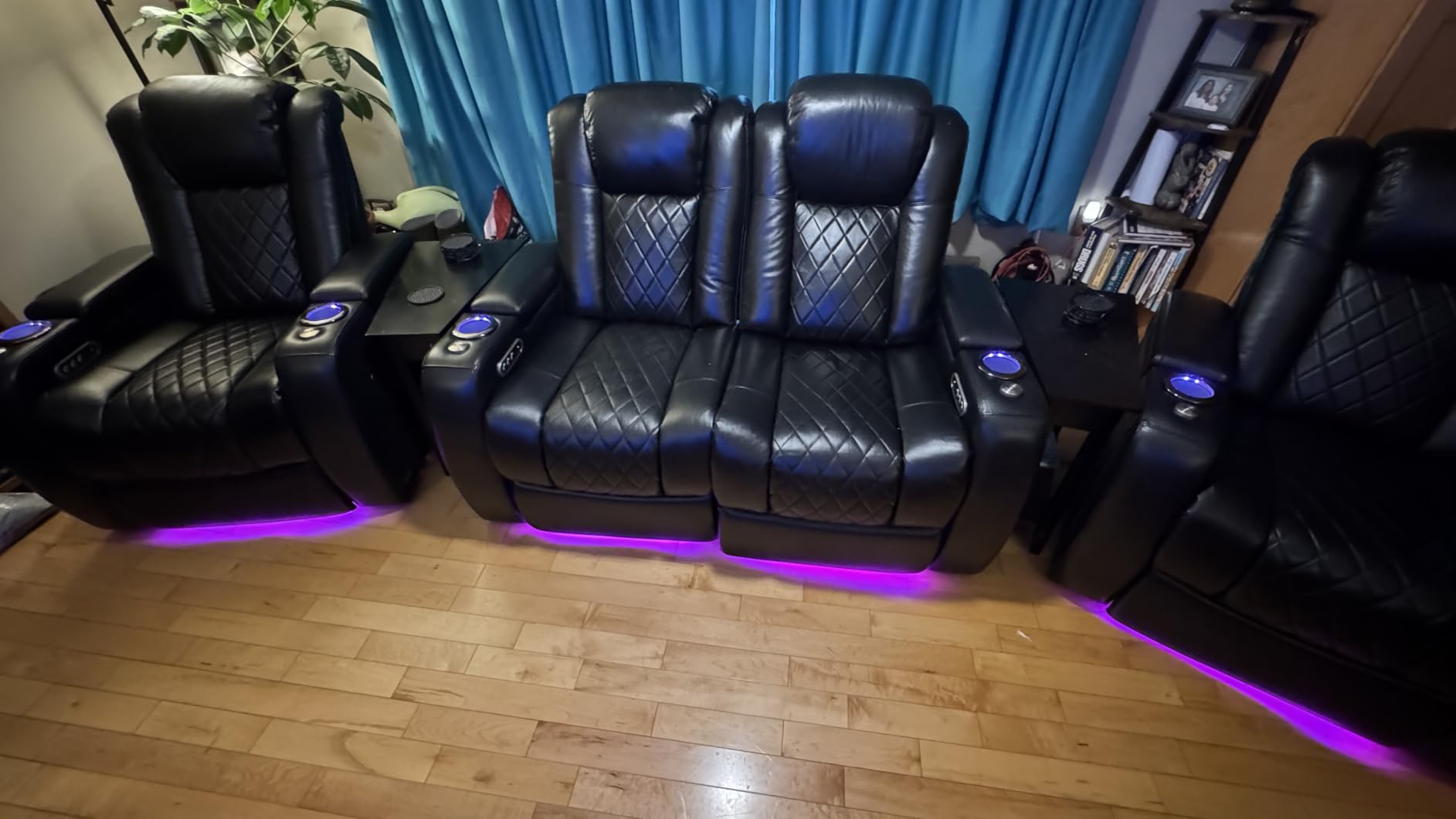 Valencia Tuscany Home Theater Seat - Nappa Leather Power Recliner with Cool Gel Memory Foam, USB-C/A Charging, RGB LED Lights, Adjustable Lumbar & Headrest (Single Recliner, Black) customer photo 2