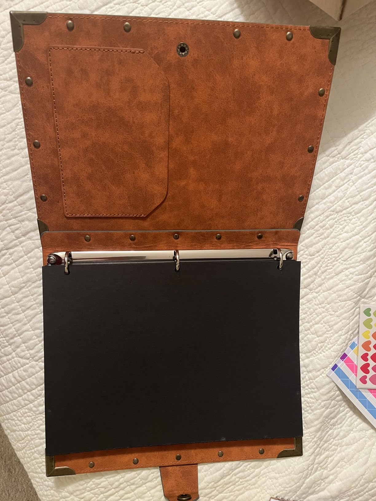 ZEEYUAN Leather Scrapbook Album 60 Pages Love Memory Photo Book Album 8.5x11 inch, Scrapbooking Supplies Kits for Couples Anniversary Vintage Travelling Scrapbook Family Scrap Book customer photo 2
