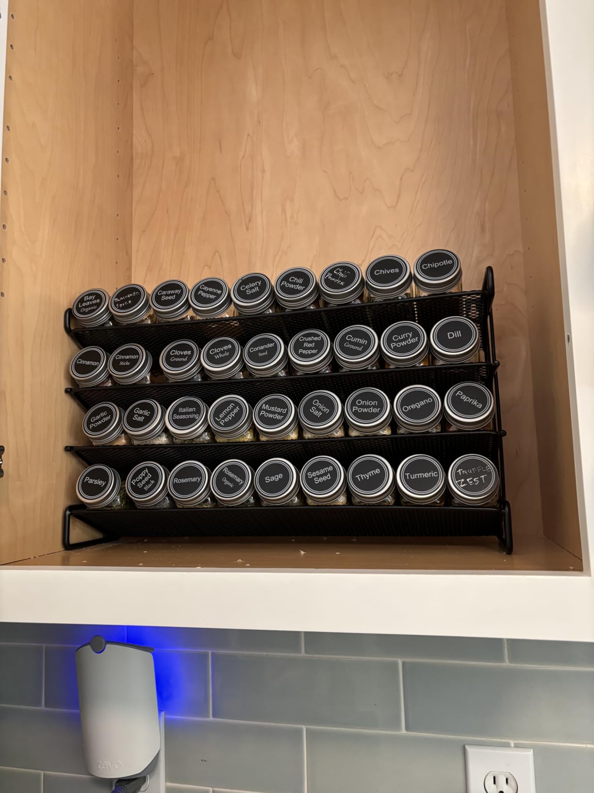 SpaceAid Spice Rack Organizer with 28 Spice Jars, 386 Spice Labels, Chalk Marker and Funnel Set for Cabinet, Countertop, Pantry, Cupboard or Door & Wall Mount - 28 Jars, 13.4