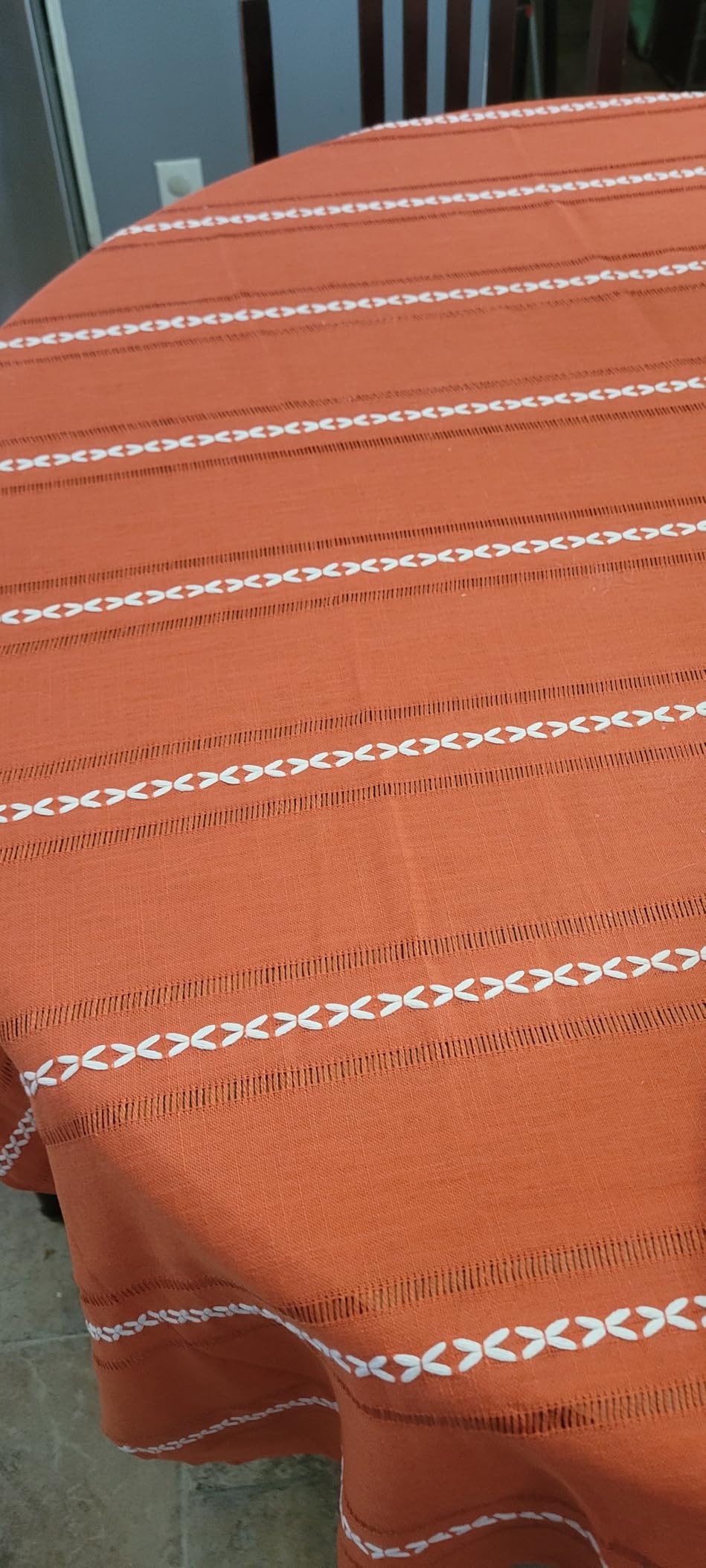 Chassic 60 x 84 inches Farmhouse Style Linen tablecloths, Wrinkle Resistant Washable Dining Room Table Cloths for Rectangle Tables - Hemstitch Light Coffee customer photo 1