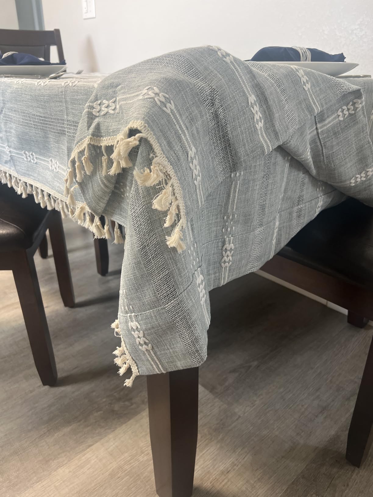 Chassic 60 x 84 inches Farmhouse Style Linen tablecloths, Wrinkle Resistant Washable Dining Room Table Cloths for Rectangle Tables - Hemstitch Light Coffee customer photo 2