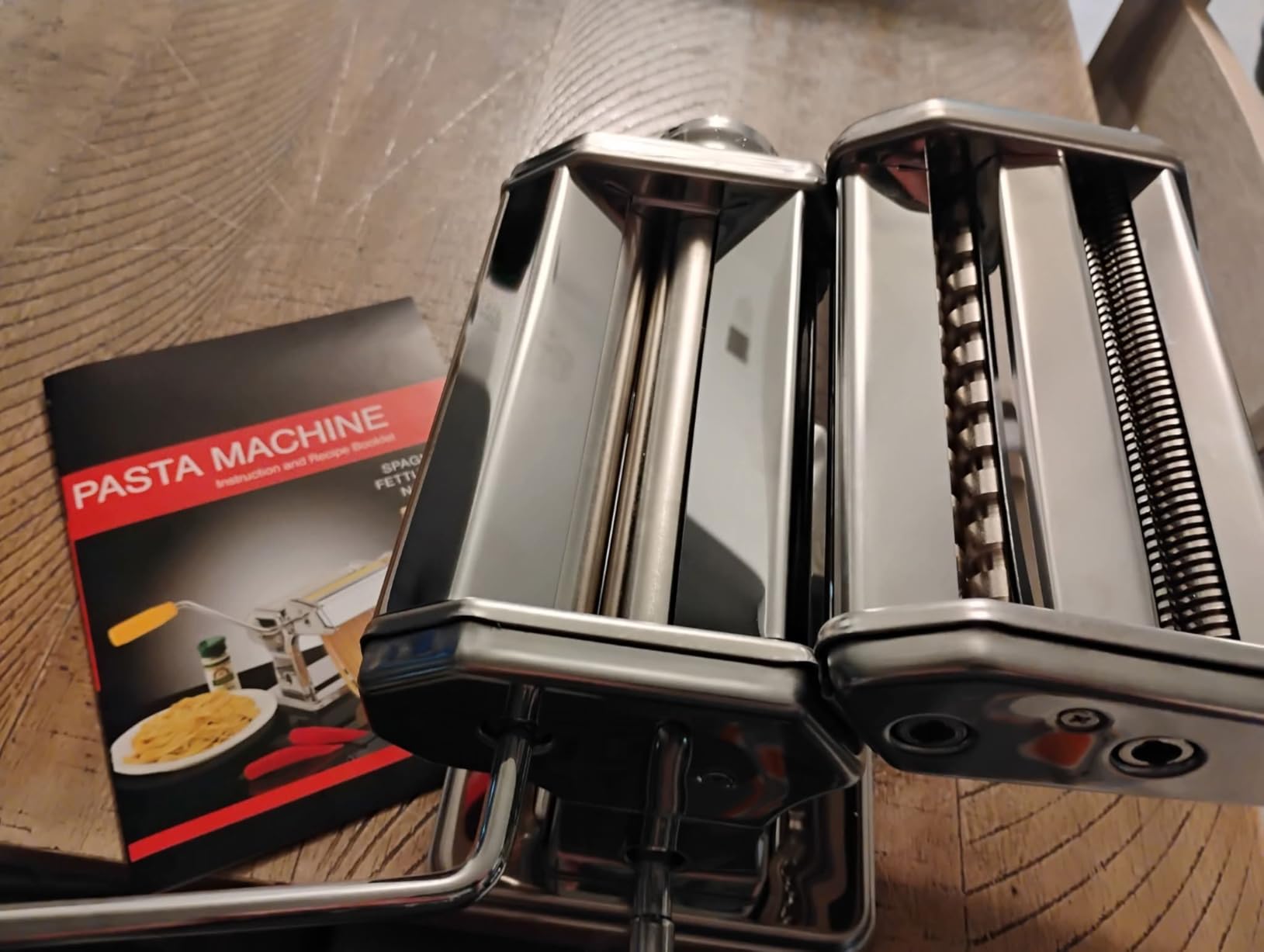 Pasta Maker - 7 Thickness Settings Roller & 2 Width Cutters Pasta Machine, Stainless Steel, Includes Hand Crank & Table Clamp customer photo 1