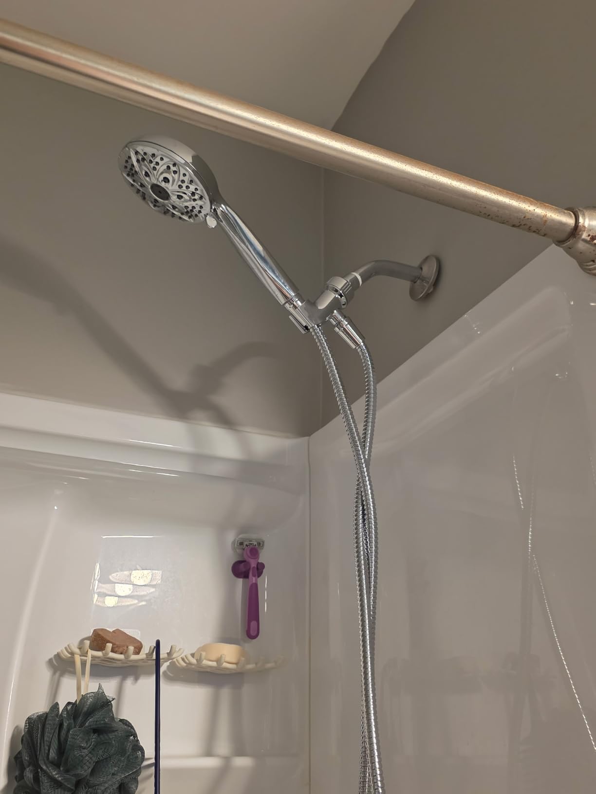 6-Setting Shower Head with Handheld, JDO High Pressure Hand held Shower Head, 4.7 Inch Chrome Detachable Showerhead Set with 59 Inch Stainless Steel Hose and Adjustable Showerhead Holder customer photo 2