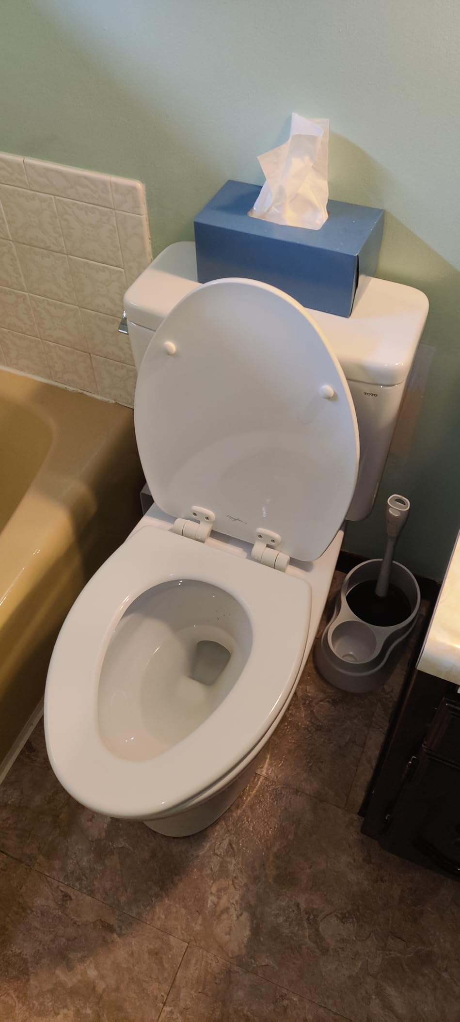 TOTO Drake Two-Piece Elongated 1.6 GPF Universal Height TORNADO FLUSH Toilet with CEFIONTECT, Cotton White - CST776CSFG#01 customer photo 2