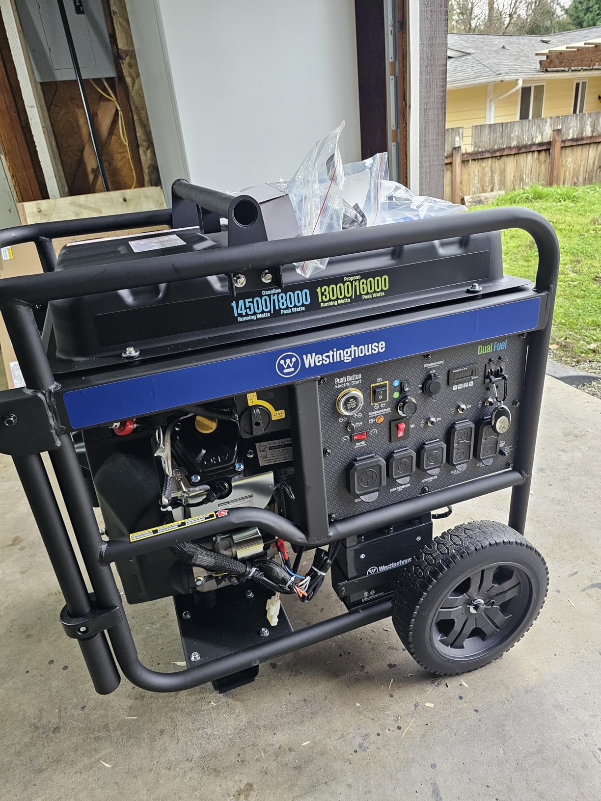 Westinghouse 18000 Peak Watt Dual Fuel Home Backup Portable Generator, Remote Electric Start, Transfer Switch Ready, Gas & Propane Powered, CO Sensor customer photo 1