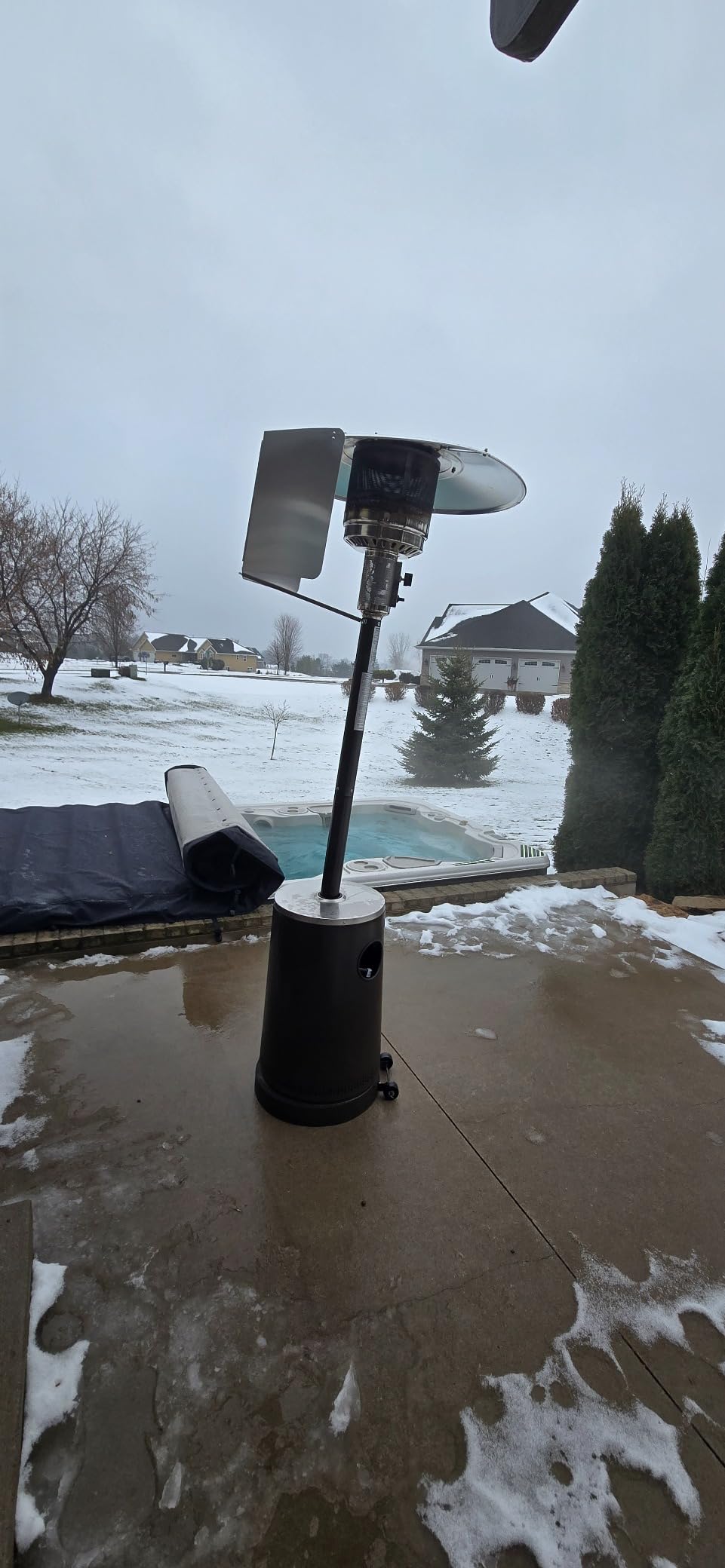EAST OAK 50,000 BTU Patio Heater with Sand Box, Table Design, Double-Layer Stainless Steel Burner, Wheels, Triple Protection System, Outdoor Heater for Home and Residential, Pinecone customer photo 1