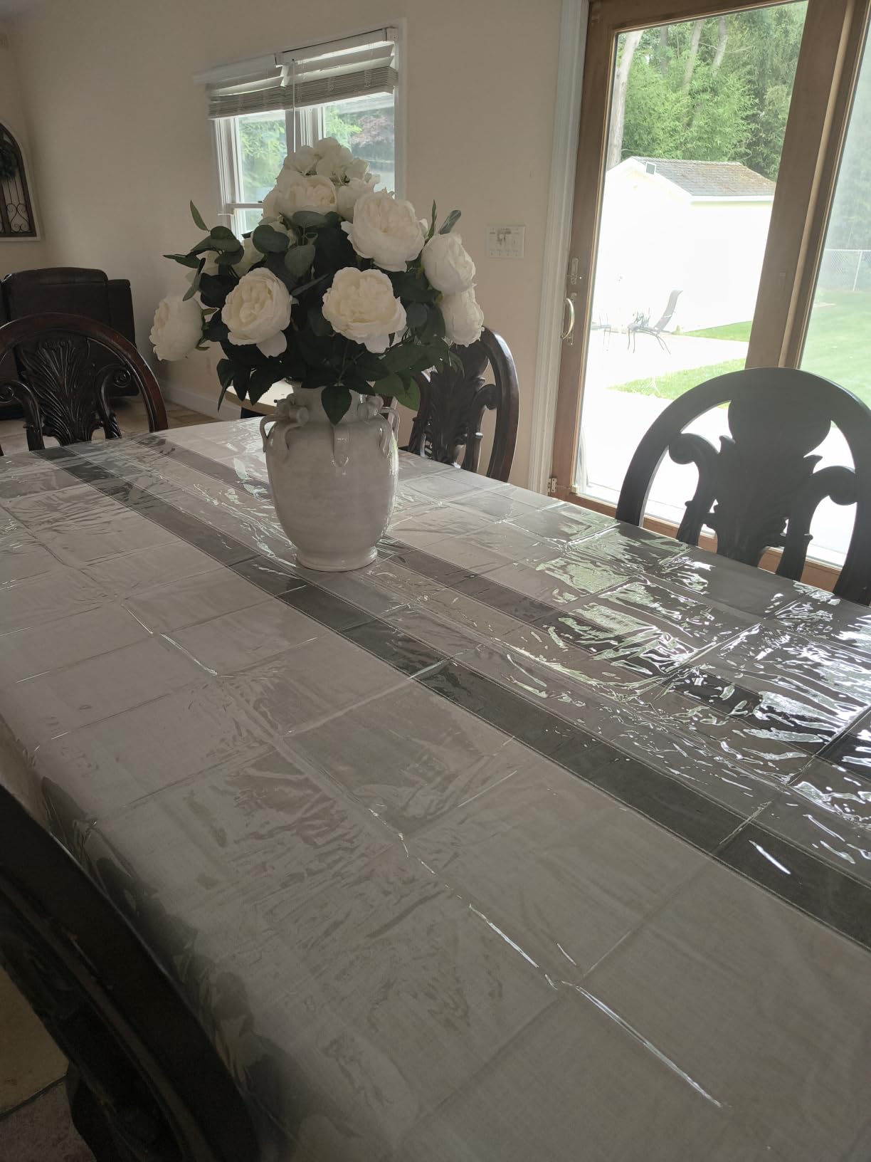 Laolitou Rustic Tablecloth Cotton Linen Waterproof Farmhouse Tablecloth Burlap Table Cloths for Kitchen Dining Cloth Table Cloth for Rectangle Tables Coffee Lines Rectangle,55''x70'',4-6 Seats customer photo 1