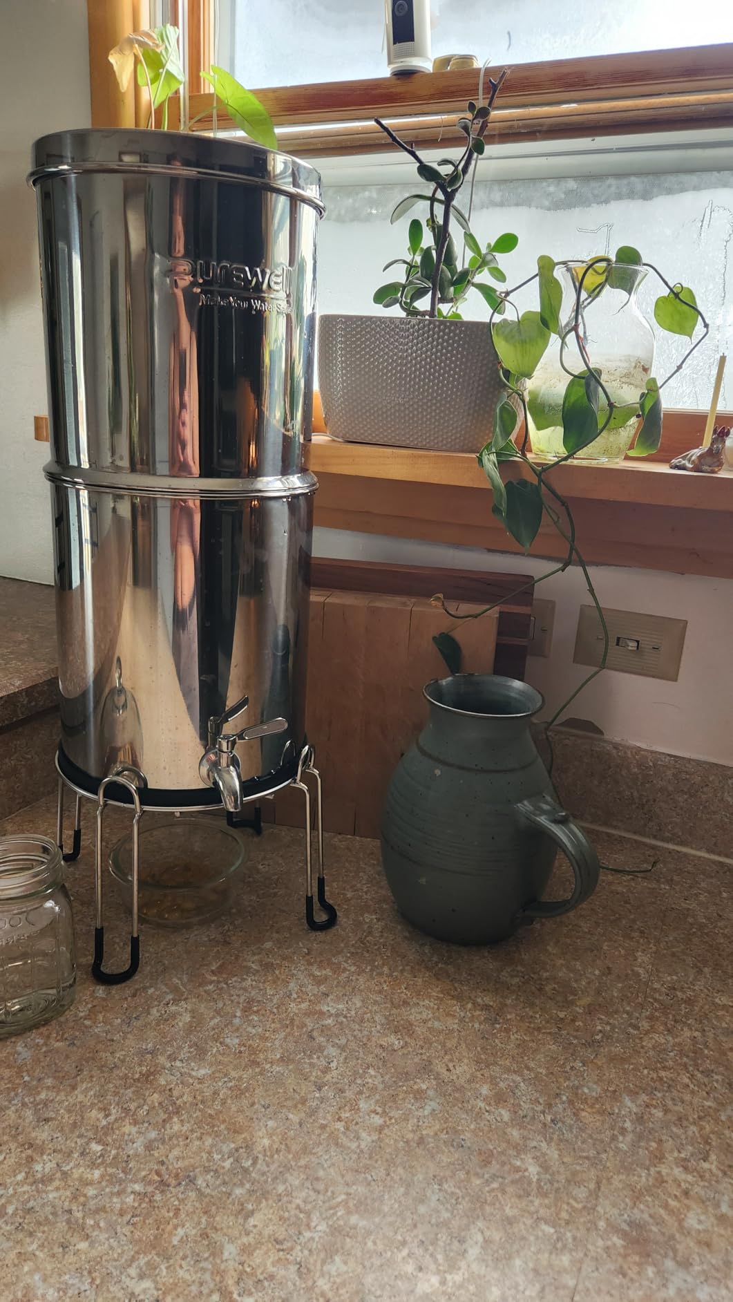 Purewell 3-Stage 0.01μm Ultra-Filtration Gravity Water Filter System, NSF/ANSI 42&372 Certification, 304 Stainless Steel Countertop System with 2 Filters and Stand, Reduce 99% Chlorine, 2.25G, PW-OB customer photo 2