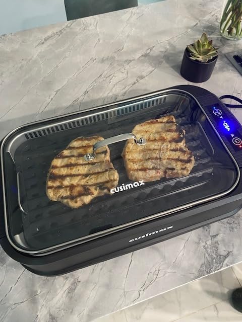 Smokeless Grill Indoor, CUSIMAX Electric Grill, 1500W Indoor Grill, Black | Portable Korean BBQ Grill with Smart LED Display & Tempered Glass Lid, Non-stick Removable Plate, Dishwasher Safe customer photo 2