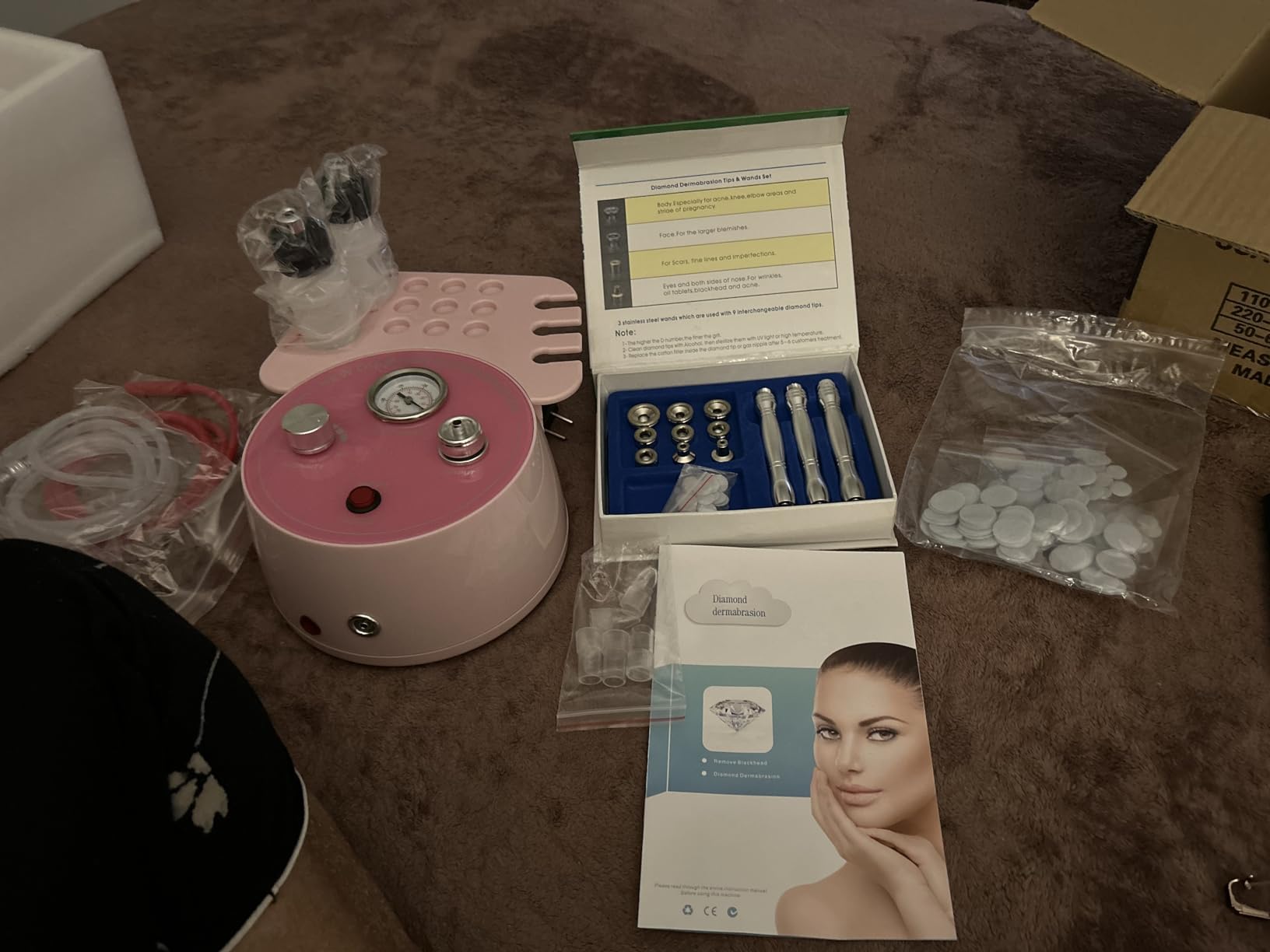 Diamond Microdermabrasion Machine Professional Plus, 3 in 1 Pink Diamond Dermabrasion Facial Beauty Equipment Skin Care for Vacuum Blackhead Removal & Spray, Suction Power 0-70 cmHg customer photo 1