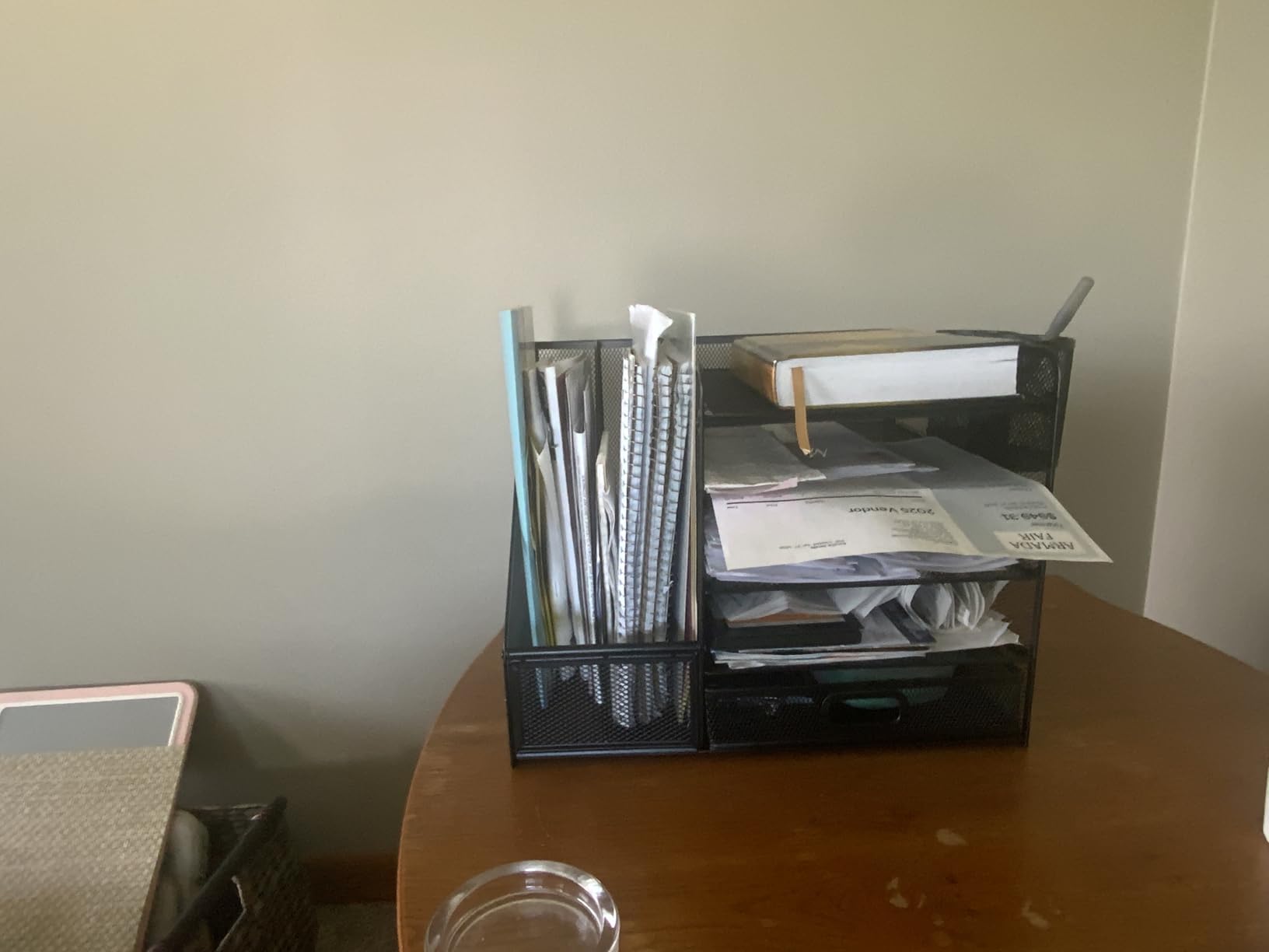 Marbrasse Desk Organizer with File Holder, 5-Tier Paper Letter Tray Organizer with Drawer and 2 Pen Holder, Mesh Desktop Organizer and Storage with Magazine Holder for Office Supplies (Black) customer photo 1