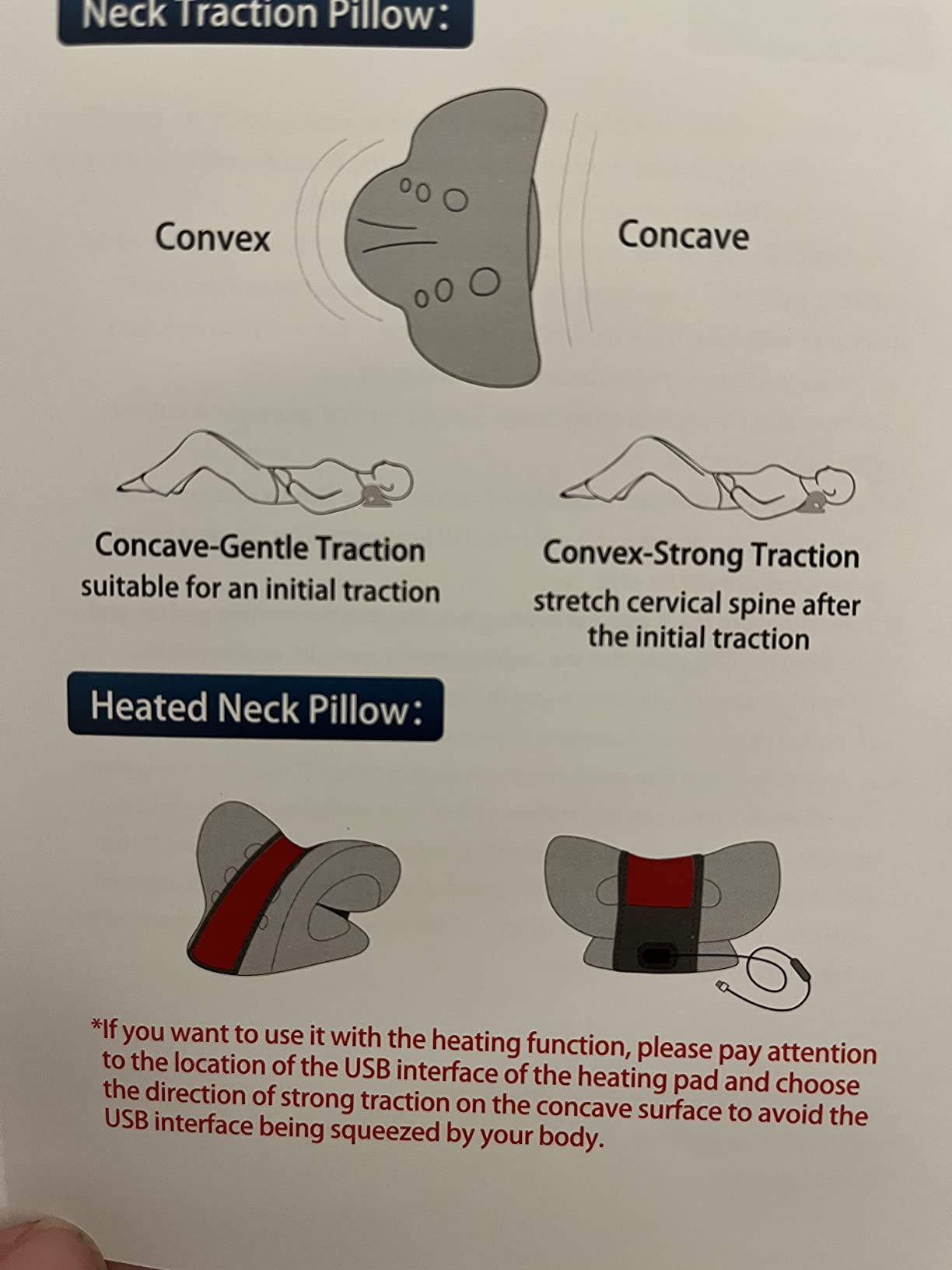 Neck Stretcher for Neck Pain Relief, Heated Cervical Traction Device Pillow with Graphene Heating Pad, Neck and Shoulder Relaxer for TMJ Pain Relief and Cervical Spine Alignment (Dark Blue) customer photo 2