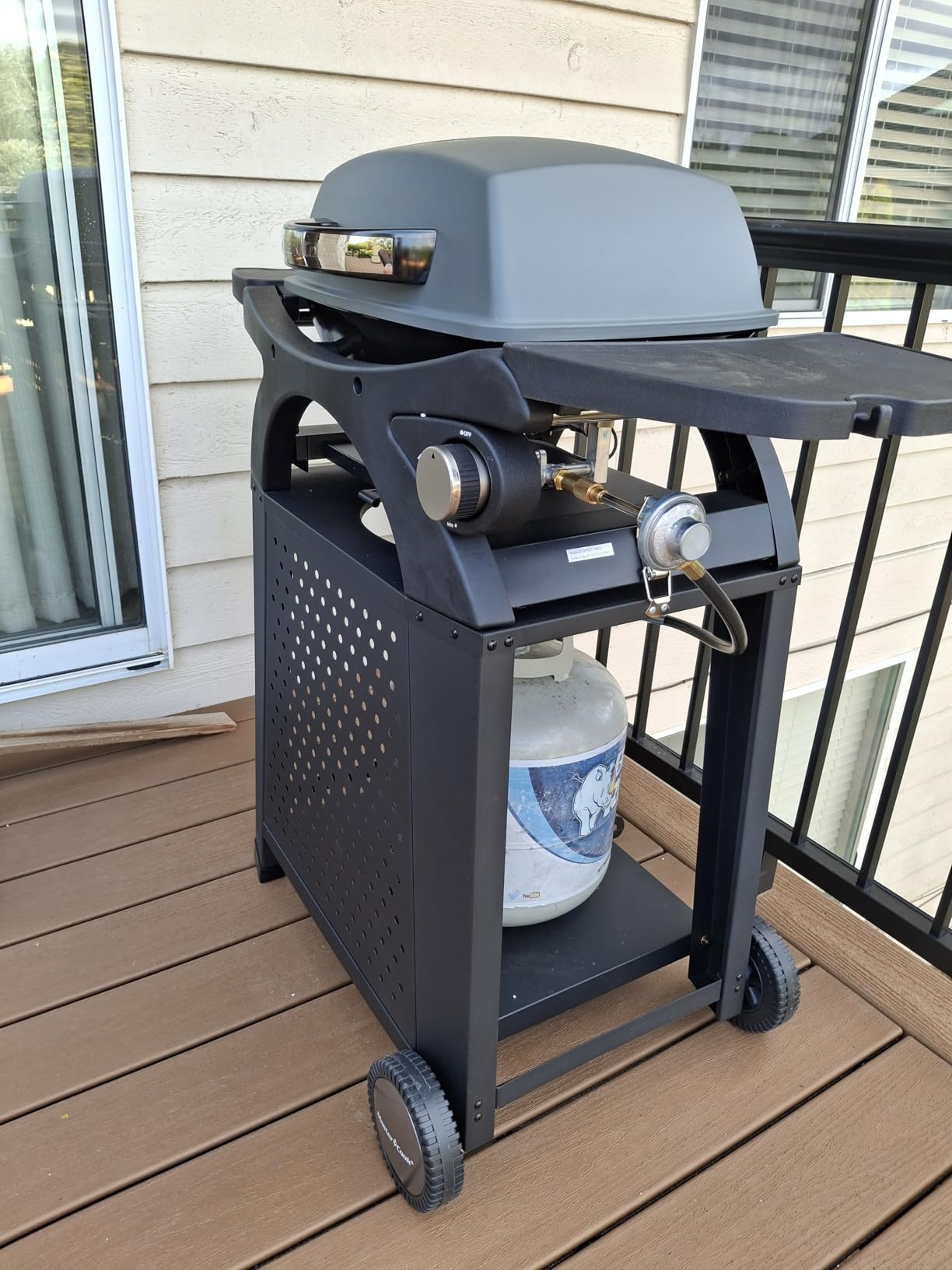 MASTER COOK Single Burner Propane Gas Grill, 11,500 BTU Portable Tabletop Barbecue Grill with Cart for Patio, Camping, Travel customer photo 2