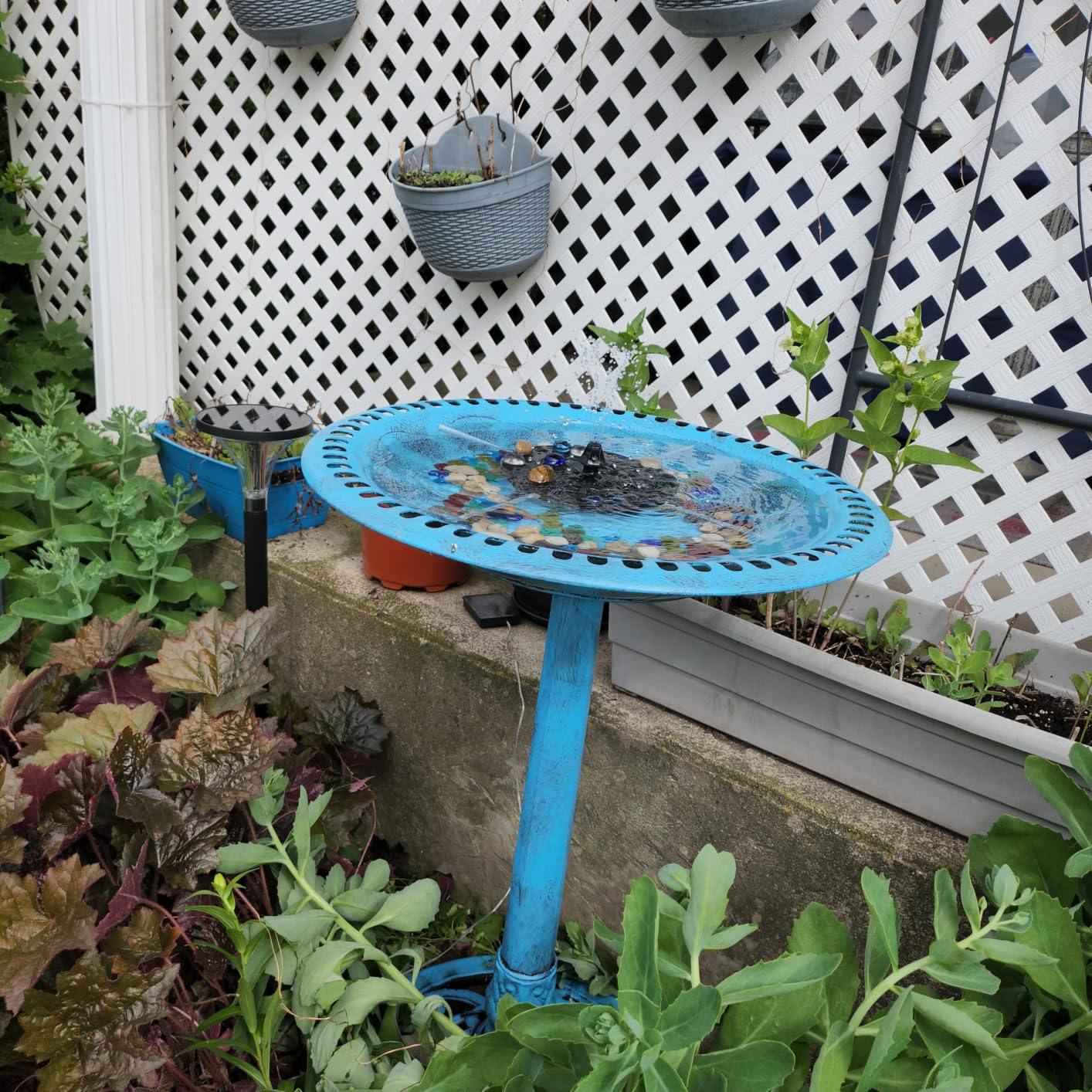 VIVOHOME Bird Bath with Solar Fountain for Outside, Polyresin Pedestal Bird Baths with Solar Powered Pump for Outdoor, Garden, Weather-Resistant Birdbaths with 20