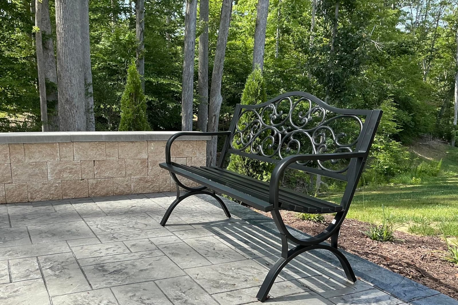 MFSTUDIO 50 Inches Outdoor Garden Bench Cast Iron Metal Frame Floral Bronze | E-Coating Anti-Rust Finish, Weatherproof Outdoor Bench for Patio, Porch, Front Door, Park, Up to 550 Lbs for 2-3 People customer photo 1