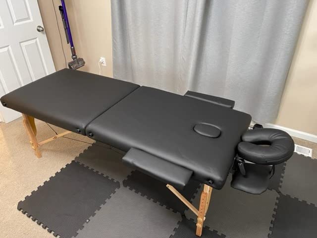 KCC Memory Foam Massage Table Premium Portable Foldable Massage Bed Height Adjustable, 84 Inches Long 28 Inchs Wide Home Salon Spa Bed Tattoo Table with Accessories & Carrying Case, Easy Set Up, Wooden Leg customer photo 2