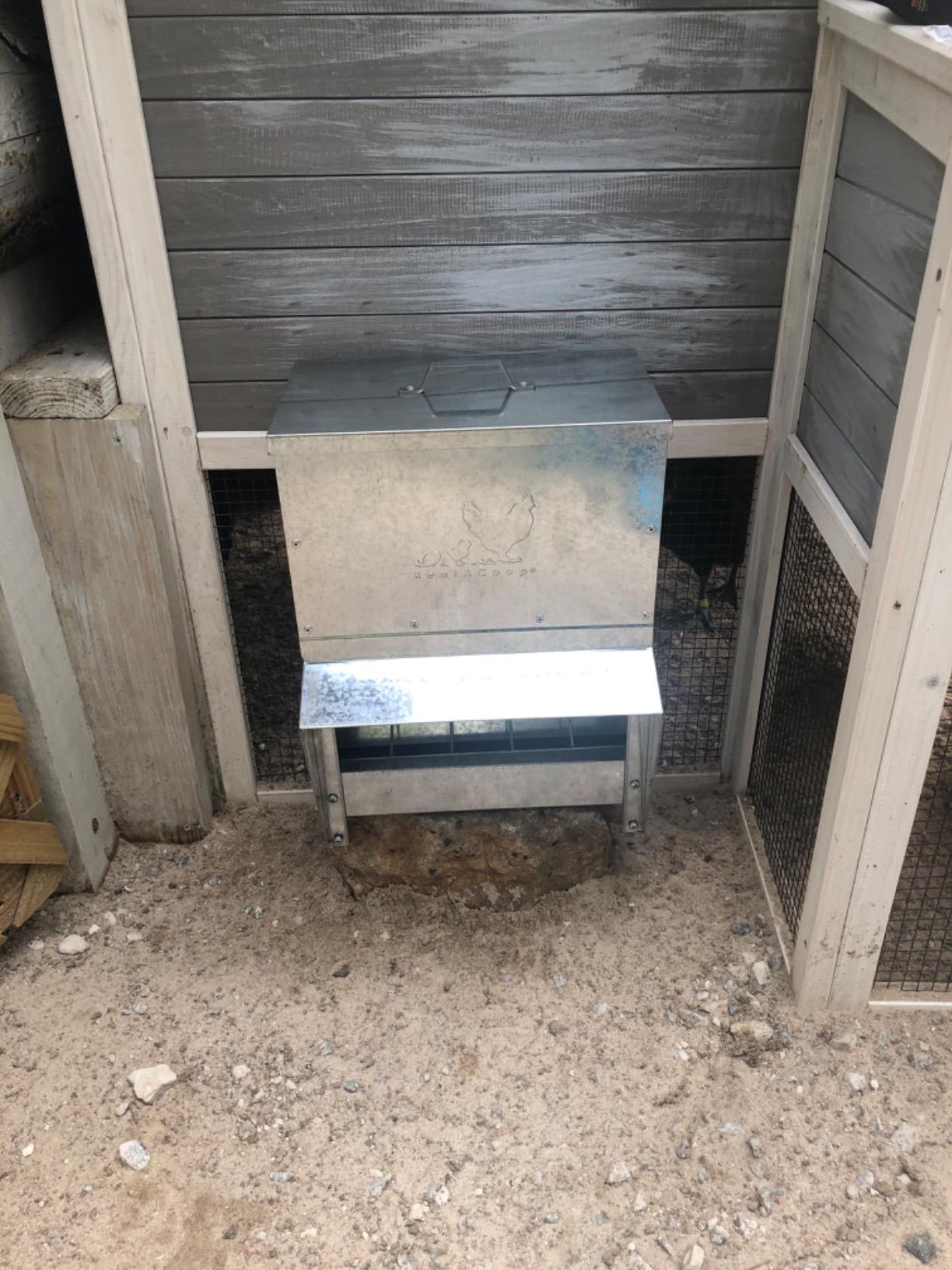 RentACoop Metal Trough Feeder, Gravity-fed 10lb Chicken Feeder customer photo 1