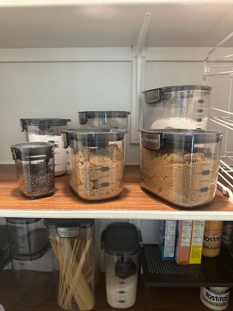 ProKeeper+ Airtight Food Storage Container Set - Clear Plastic Flour and Sugar Canister Set with Magnetic Accessories (Grey, 9-Piece) customer photo 2