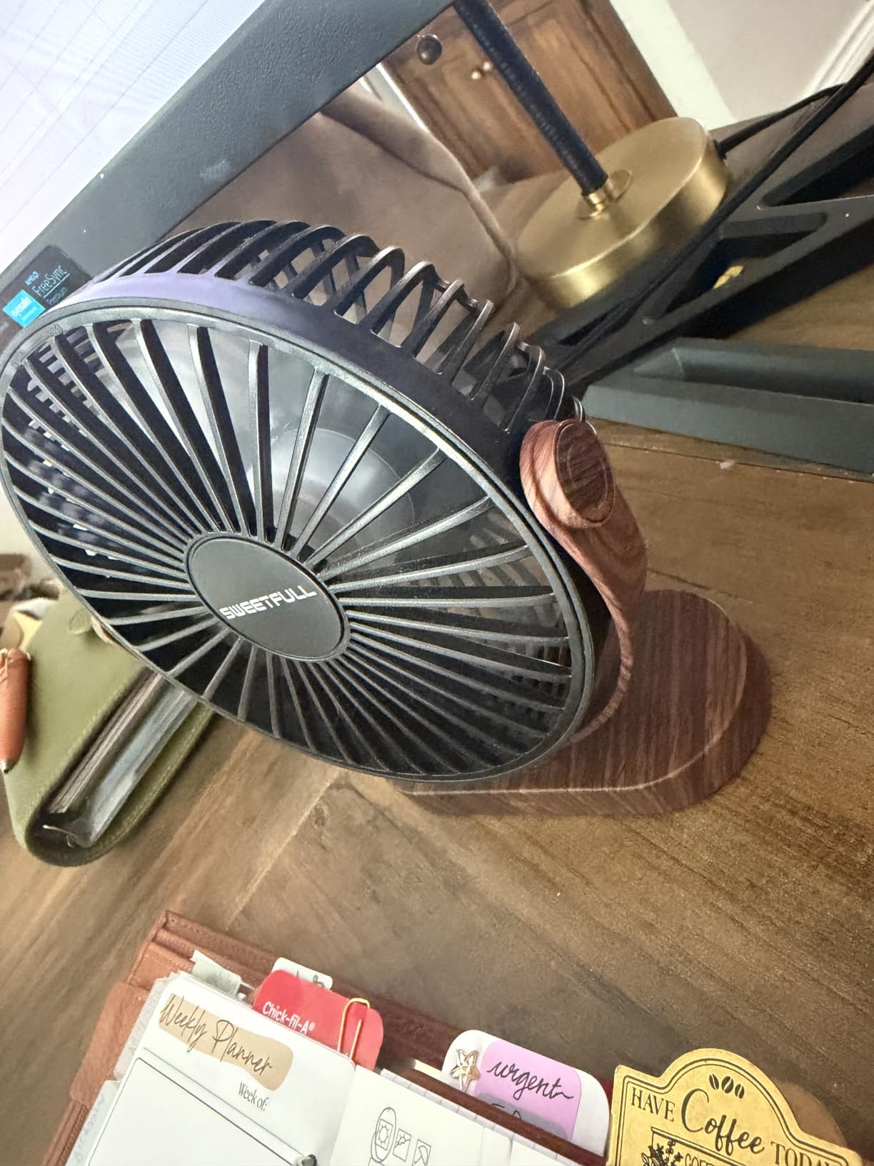SWEETFULL Small USB Desk Fan, Desktop Table Fan, Quiet Office Mini - Black | 5.8