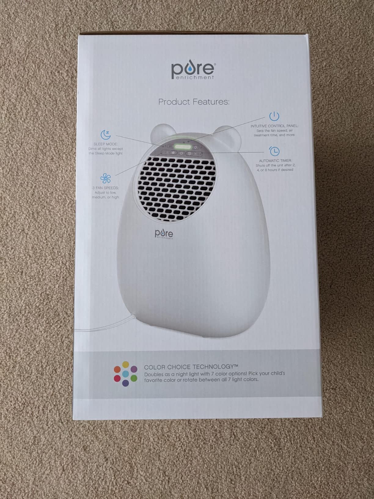 Pure Enrichment PureBaby Kids Bear Air True HEPA Air Purifier - 4 Stage Air Filtration, UV-C Light, and Night Light for Medium-Large Rooms - Baby Nurseries, Kid Bedrooms (White) customer photo 2