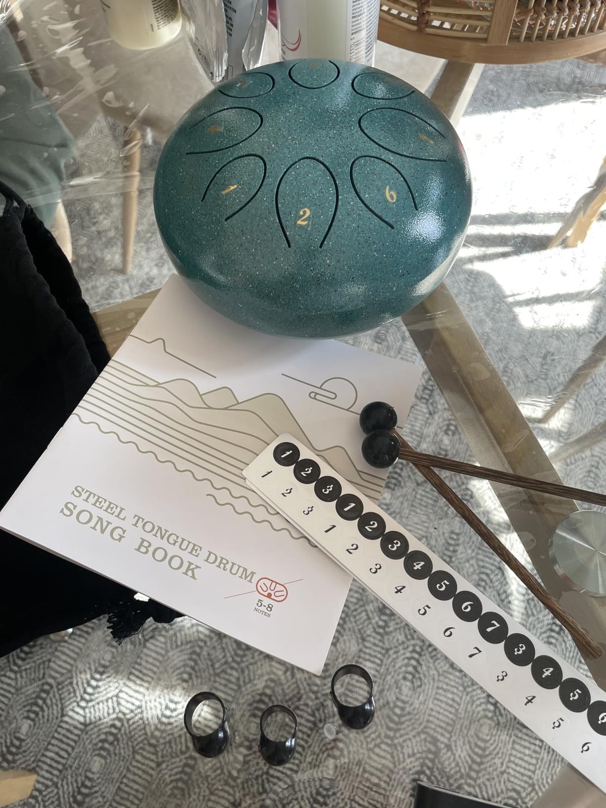 REGIS Steel Tongue Drum 6 Inch 8 Notes, Rain Drum Style Calming Percussion Instrument for Relaxation & Meditation, Musical Gift for Adults & Beginners (malachite) customer photo 1