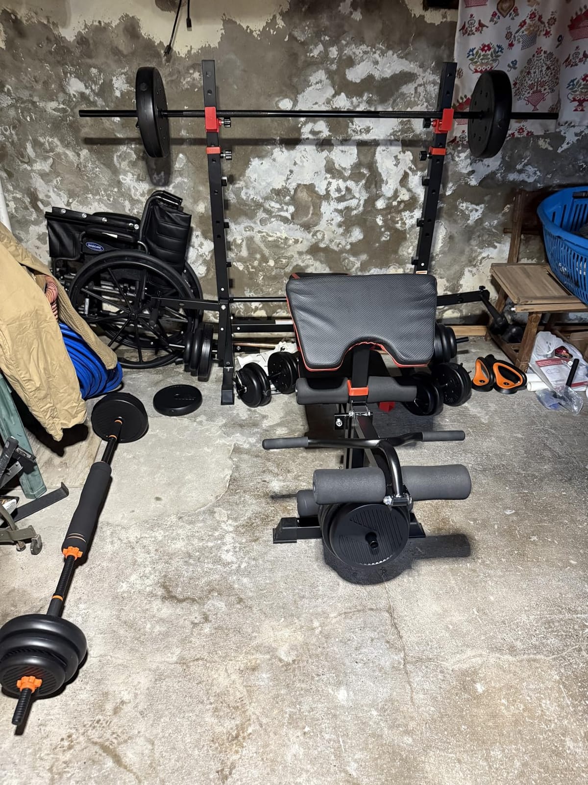 US Weight 105 Pound Barbell Weight Set for Home Gym| Adjustable Weight Set with Two Dumbbell Bars and Full 6 Ft Bar, Black customer photo 1