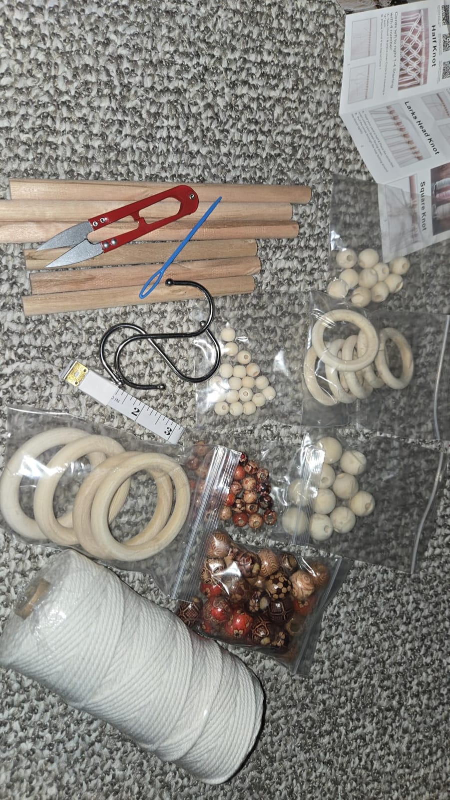 Hdviai 121Pcs Macrame Kit, Macrame Supplies 3mm x 109Yards Macrame Cord for Macrame Kits for Adults Beginners, with Accessories Like 100Pcs Beads and 10Pcs Wooden Rings for Macrame Plant Hanger Kit customer photo 2