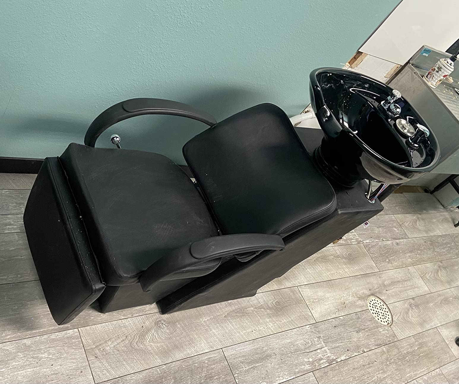 Artist hand Shampoo Bowl Backwash Barber Chair Ceramic Bowl (Black) | Adjustable Bowl, Sink W/Rubber Headrest, Salon Beauty Spa Equipment customer photo 1