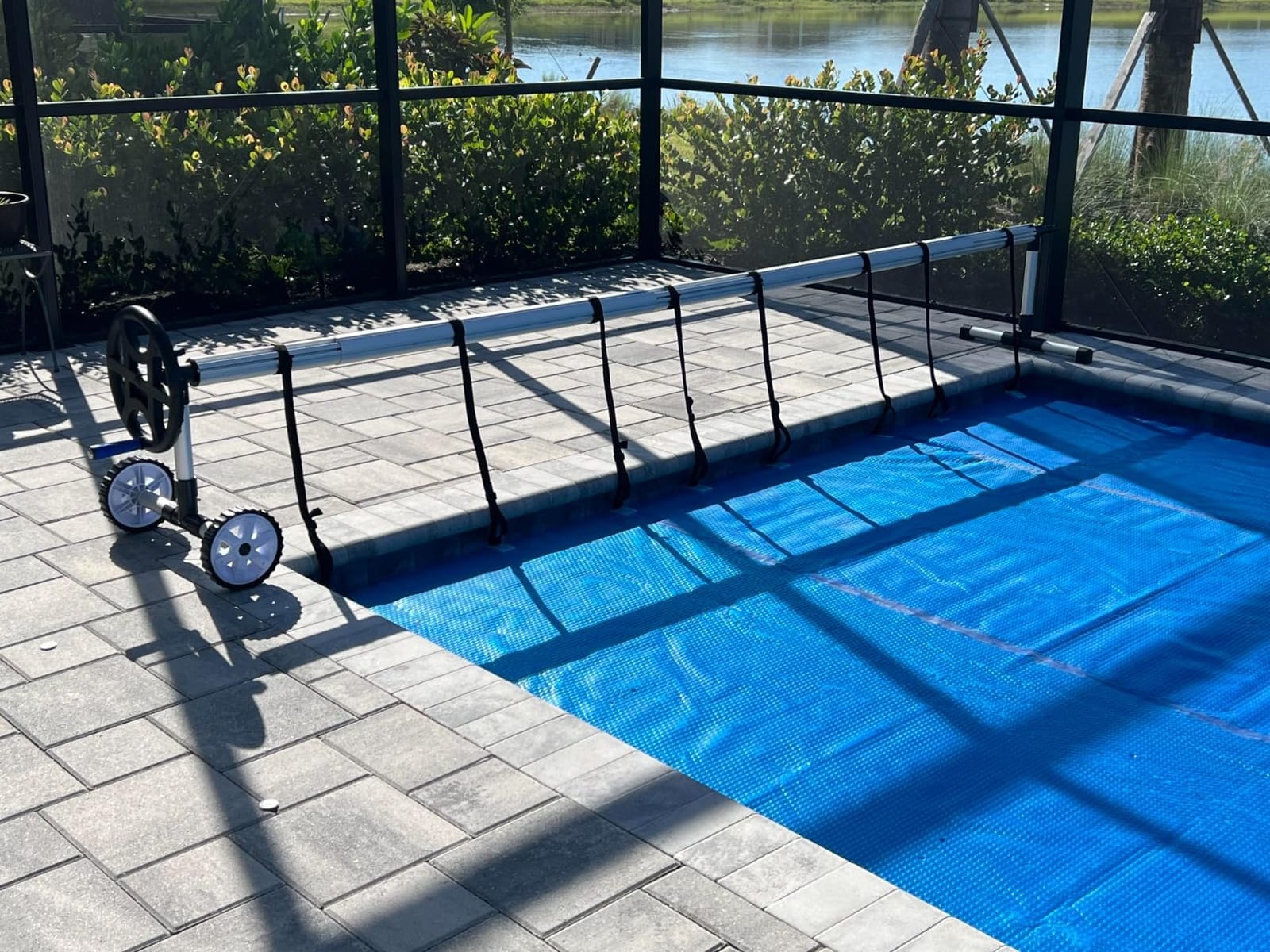 14FT Pool Cover Reel Set for Inground Pools, Fits 6-14 ft Wide Pool | Adjustable In-Ground Swimming Pool Cover Roller, Easy-Crank Handle, Rust-Resistant Tube, Fits 6-14 ft Wide Pools customer photo 1