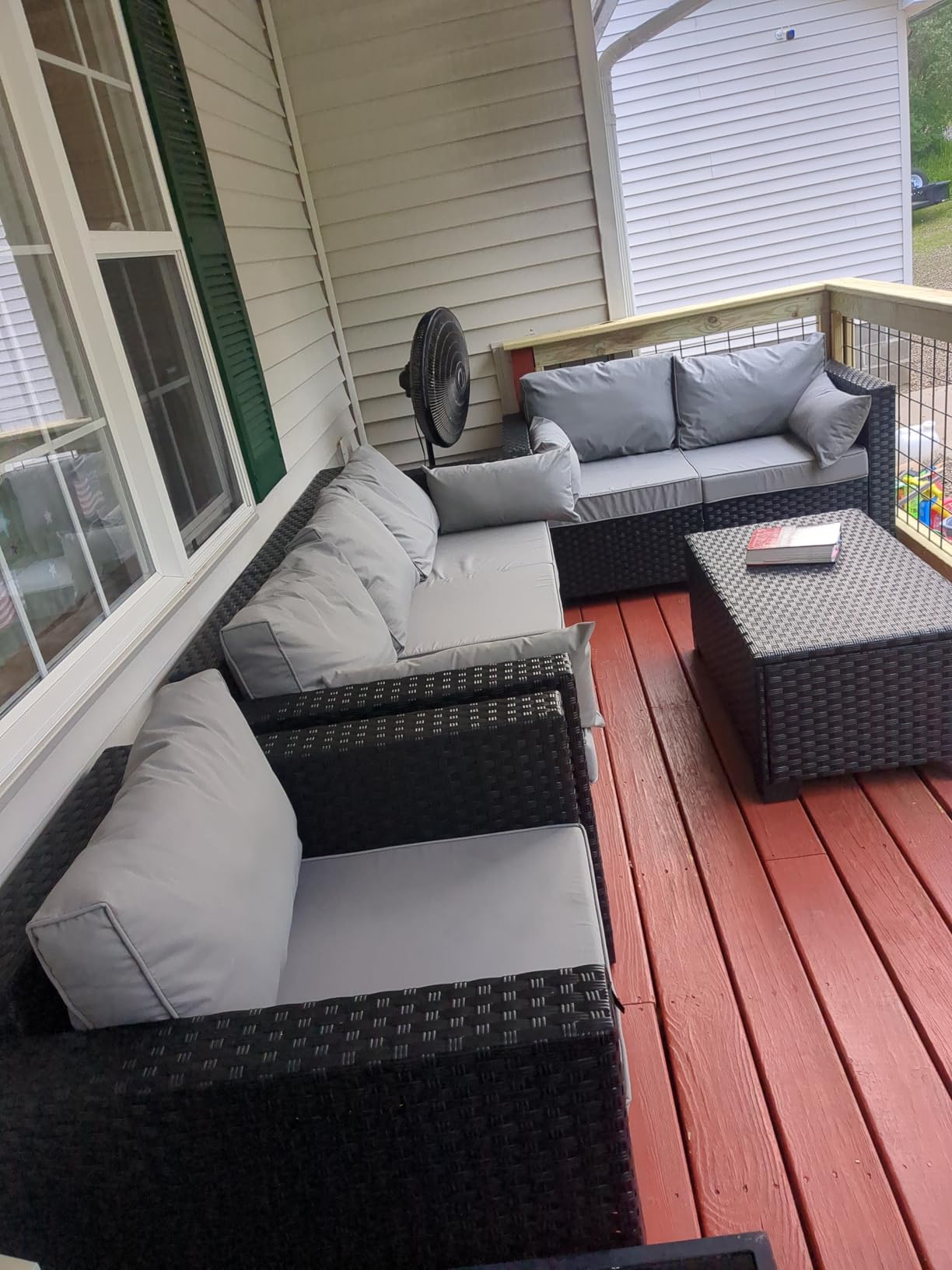 Rattaner 5-Piece Patio Furniture Sofa Set Outdoor Wicker Sectional Couch with Storage Table Non-Slip Cushions Furniture Covers, Grey customer photo 2