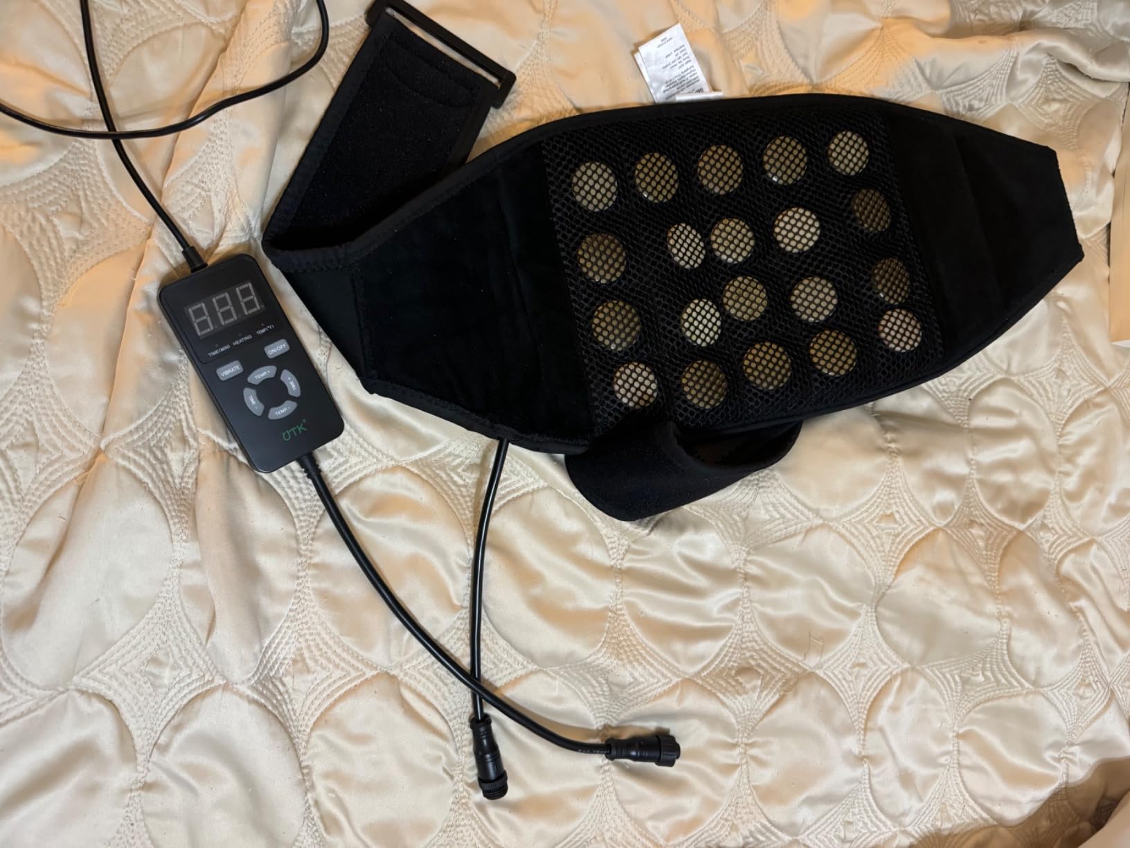 UTK Massage Far Infrared Heating Pad for Back Pain Relief | Corded hot to 159°F with 20 natural jade & 3 vibration modes, Fits 35-55