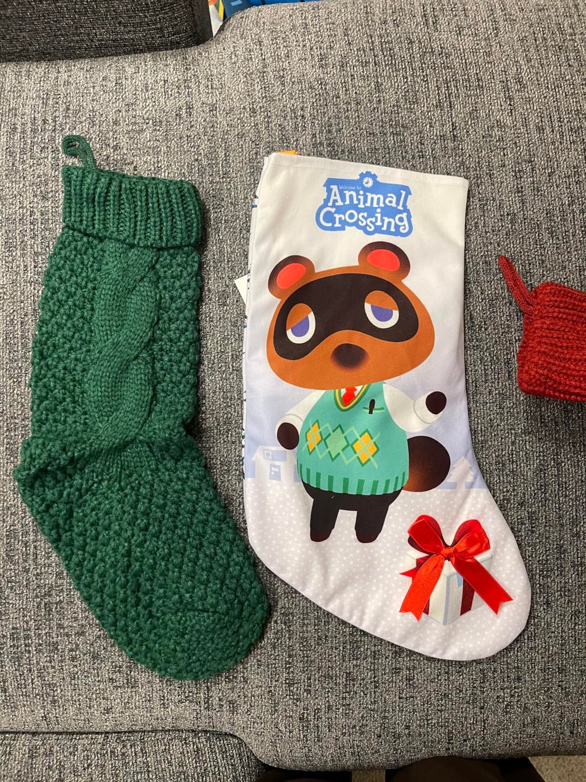 Hommtina Christmas Stockings, Personalized Christmas Stockings 18 Inches Large Size Cable Knitted Stocking Gifts (6pcs White&red&Green) customer photo 1
