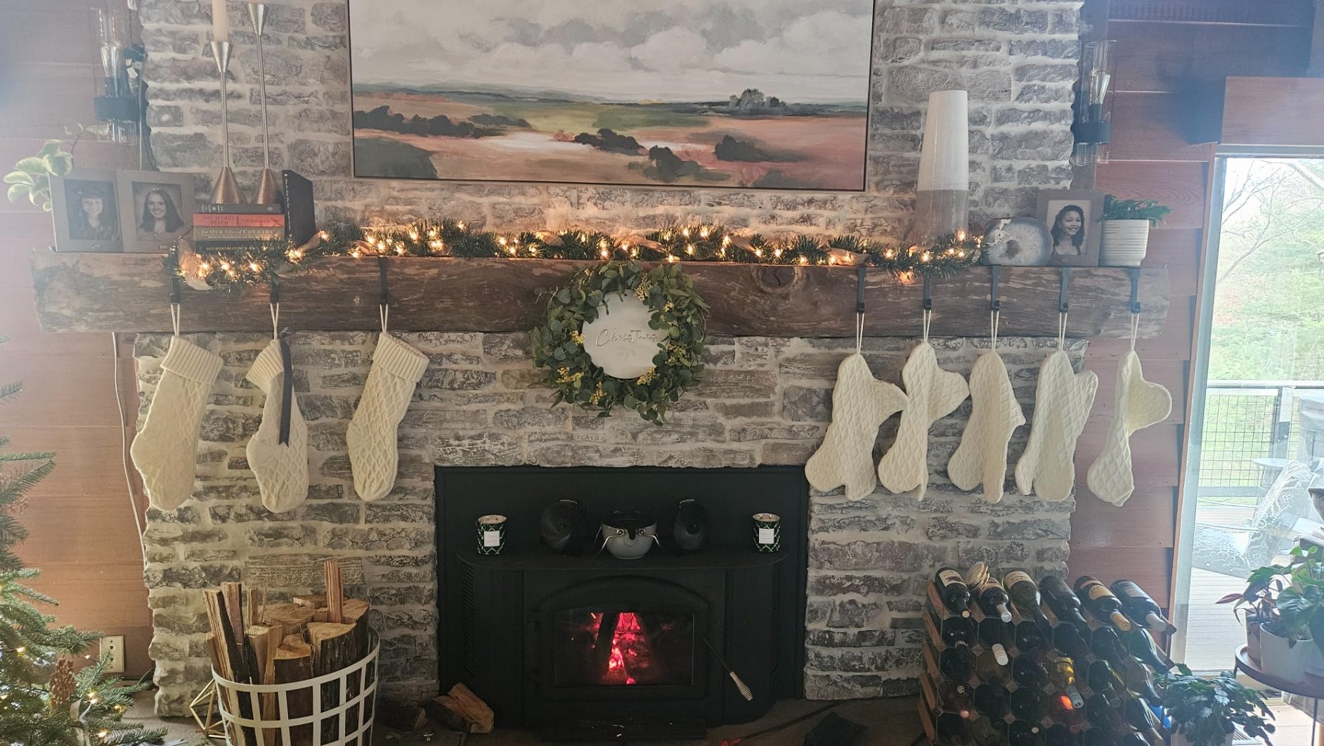 Hommtina Christmas Stockings, Personalized Christmas Stockings 18 Inches Large Size Cable Knitted Stocking Gifts (6pcs White&red&Green) customer photo 2