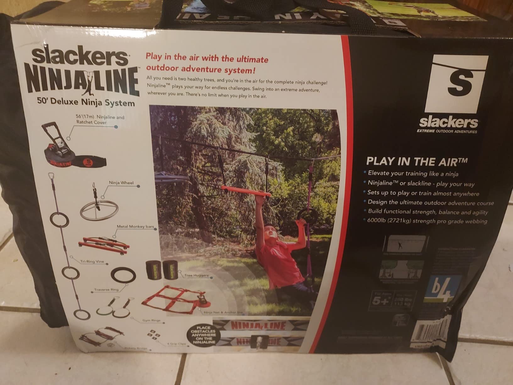 Slackers Deluxe Ninjaline Kit 56 ft with 9 Hanging Obstacles - Best Outdoor Ninja Warrior Training Equipment for Kids - Build Your Very Own Backyard Ninja Obstacle Course - Rated Ages 5+ customer photo 1