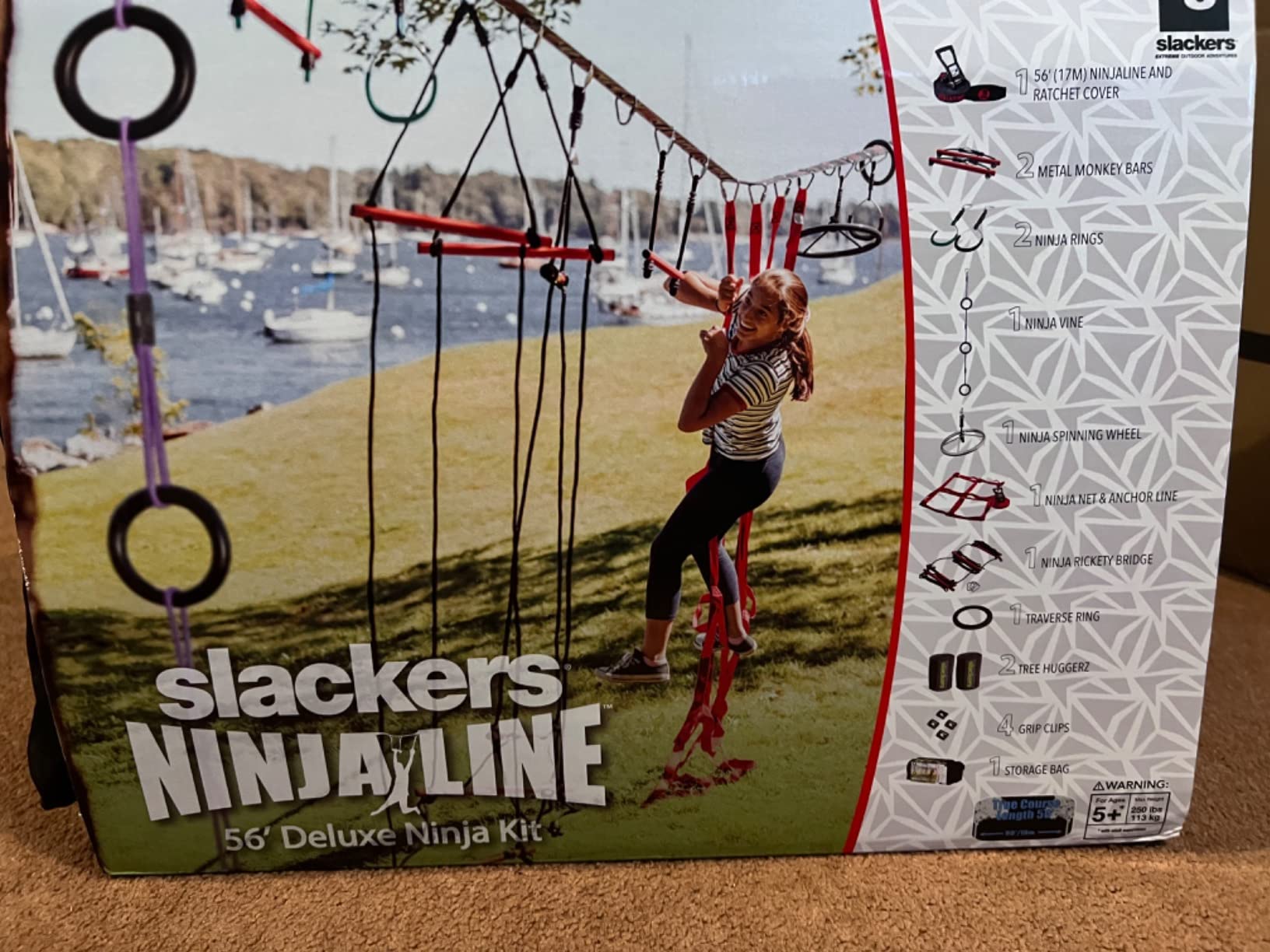 Slackers Deluxe Ninjaline Kit 56 ft with 9 Hanging Obstacles - Best Outdoor Ninja Warrior Training Equipment for Kids - Build Your Very Own Backyard Ninja Obstacle Course - Rated Ages 5+ customer photo 2