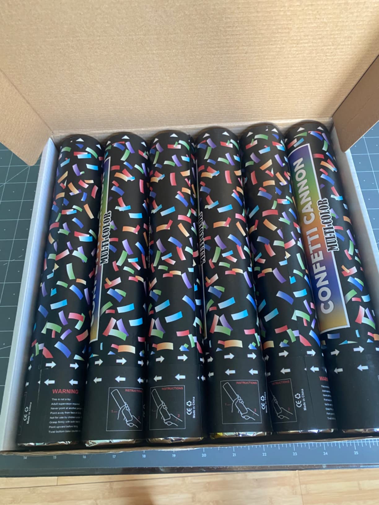 Biodegradable Confetti Cannon 6 Pack Multicolor Party Popper Shooters, 12 Inch Large Confetti Cannon for Wedding Celebration Birthday Celebration Baby Shower Decorations Christmas New Year Graduation customer photo 1