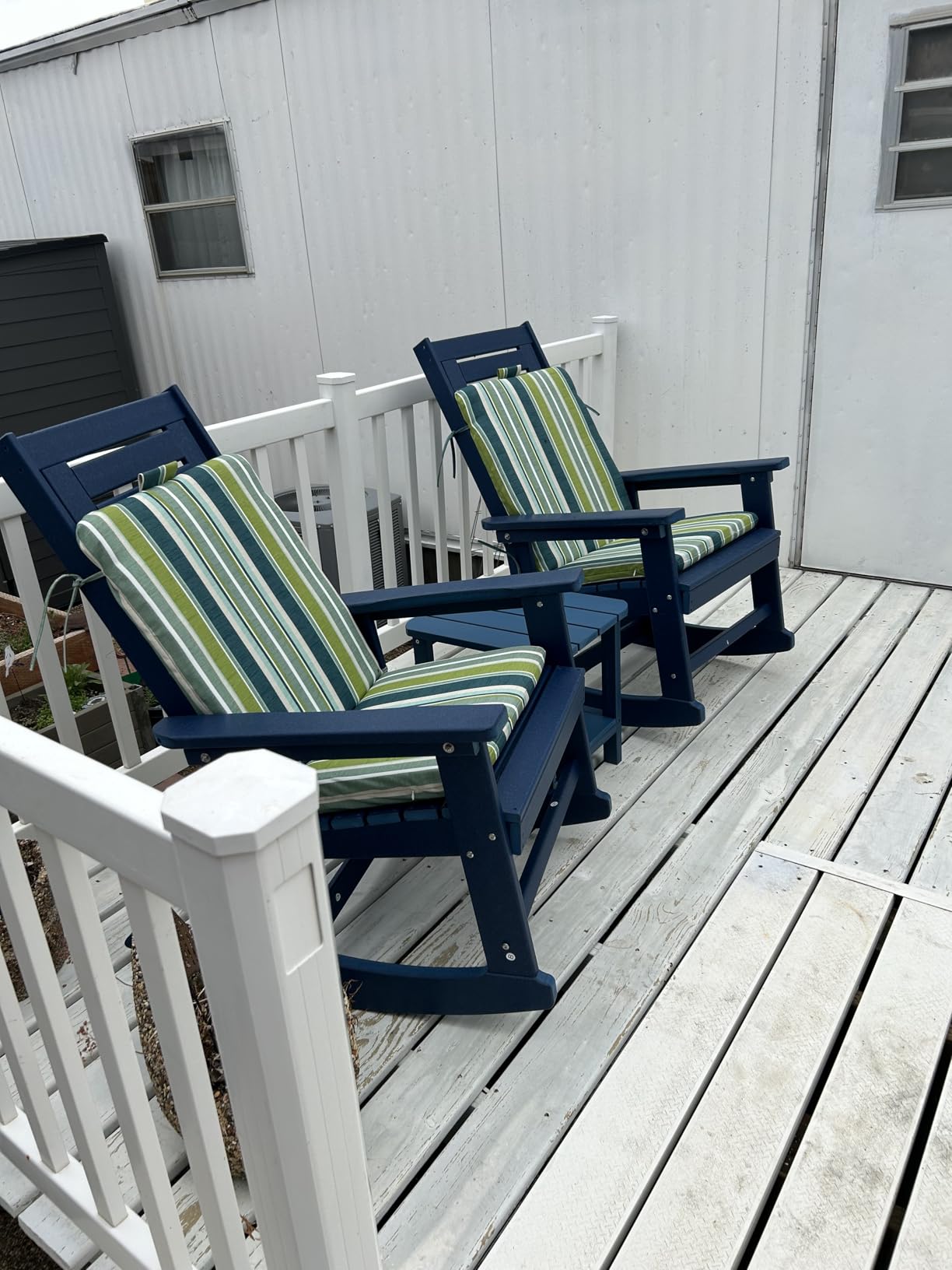 GREENVINES Oversized Outdoor Rocking Chairs Set of 2, HDPE Rocker, Black | 21.7