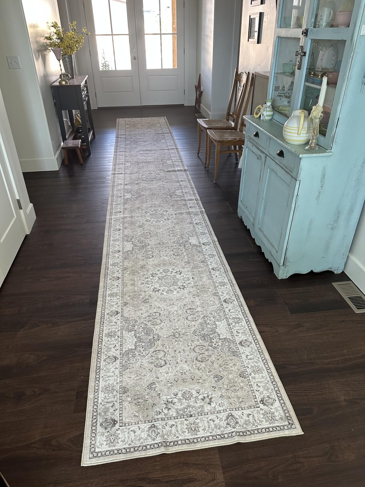 Hallway Washable Runner Rug - 2x10 Kitchen Rugs Entryway Rug Runner Vintage Soft Floor Mat Non Slip Indoor Farmhouse Carpet for Bathroom Living Room Bedroom customer photo 2