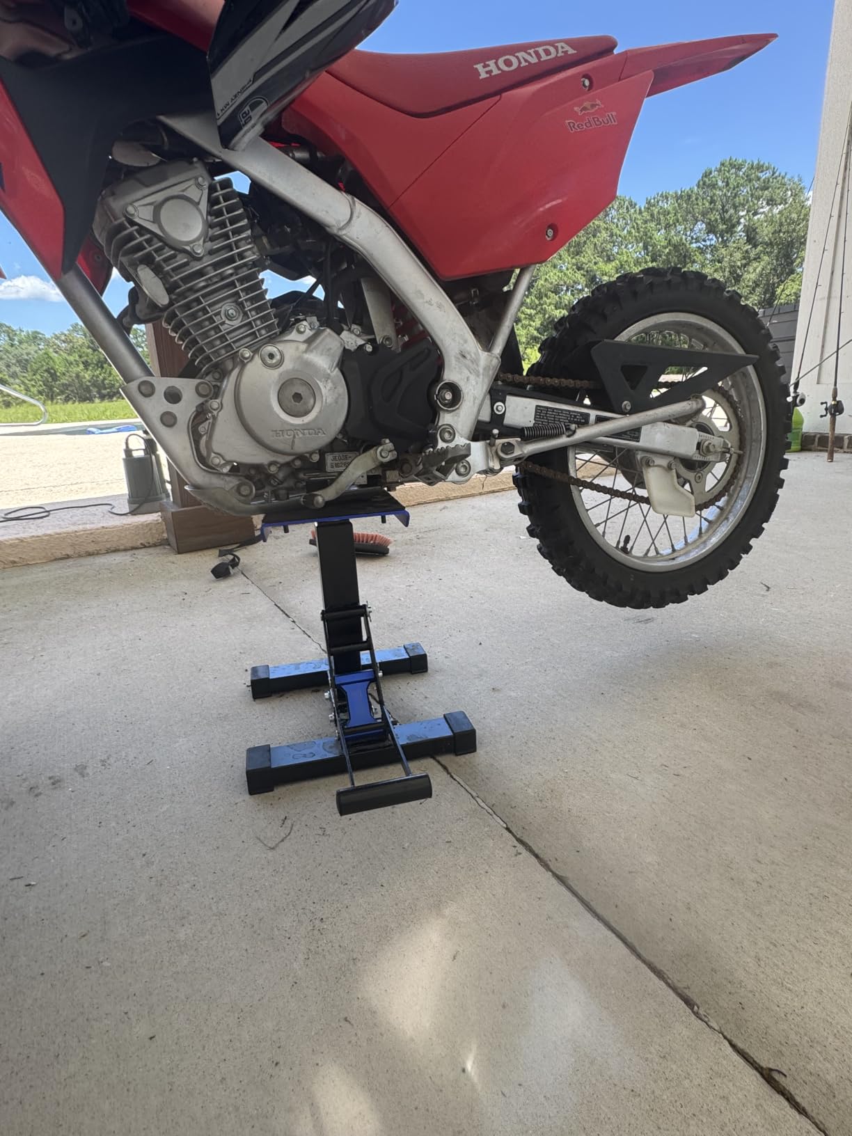 POLARBEAR Aluminum Adjustable Dirt Bike Stand Motorcycle Hoist Lift (Blue), Hydraulic, 1200lbs Capacity, 10.6