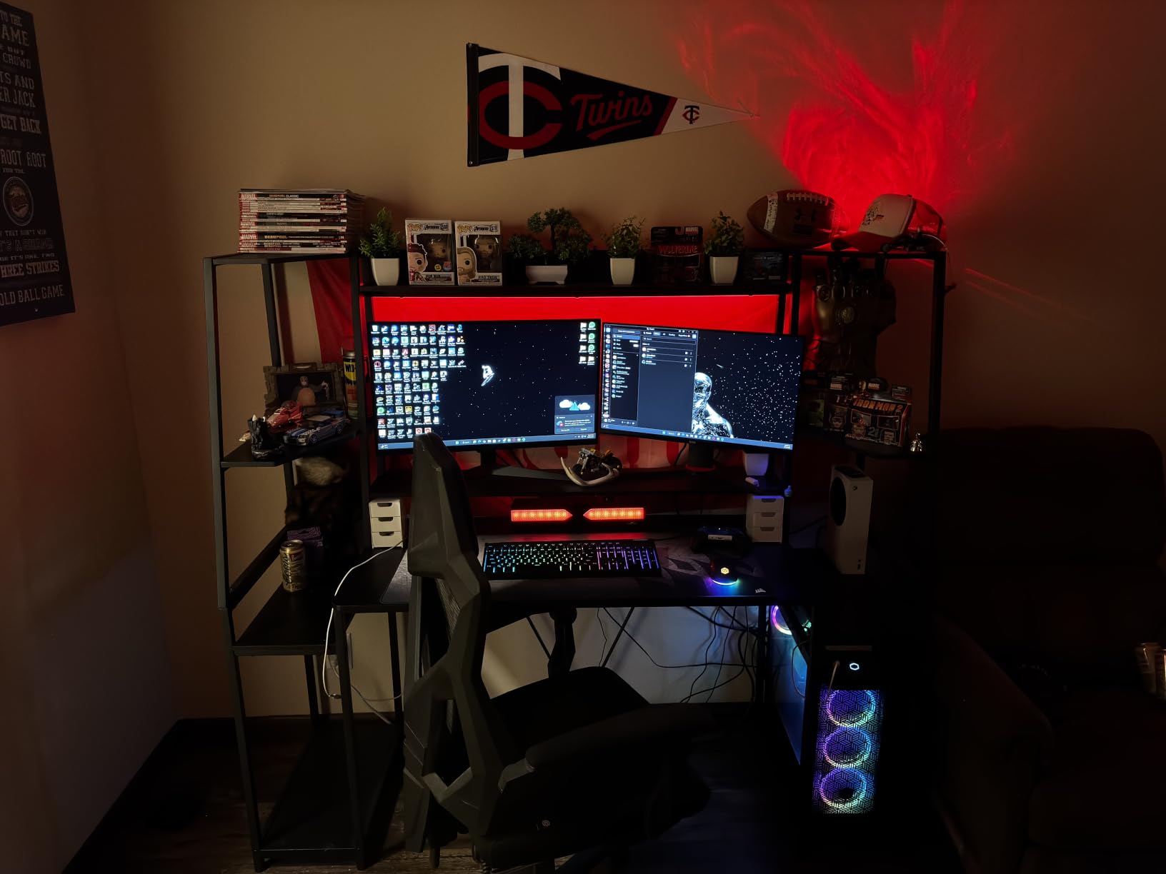 SEDETA Gaming Desk 78.8'' with LED Lights, Hutch and Storage Shelves, Computer Desk with Monitor Stand, Large PC Gamer Desk Workstation, Ergonomic Gaming Table for Bedroom, Living Room, Black customer photo 2