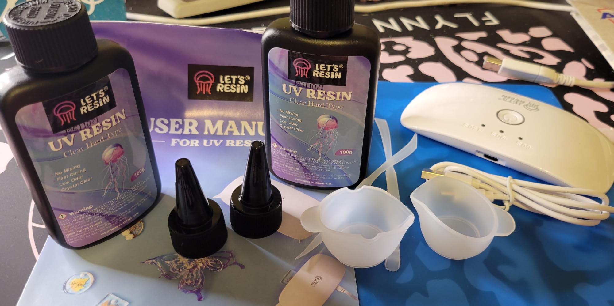 LET'S RESIN UV Resin with Light, Upgraded 200g Starter Kit for Jewelry | Crystal Clear, Low Odor, Anti-Yellowing, Fast Cure, Low Shrinkage, Low Viscosity for UV Jewelry, Earrings, Necklace, Keychain customer photo 1