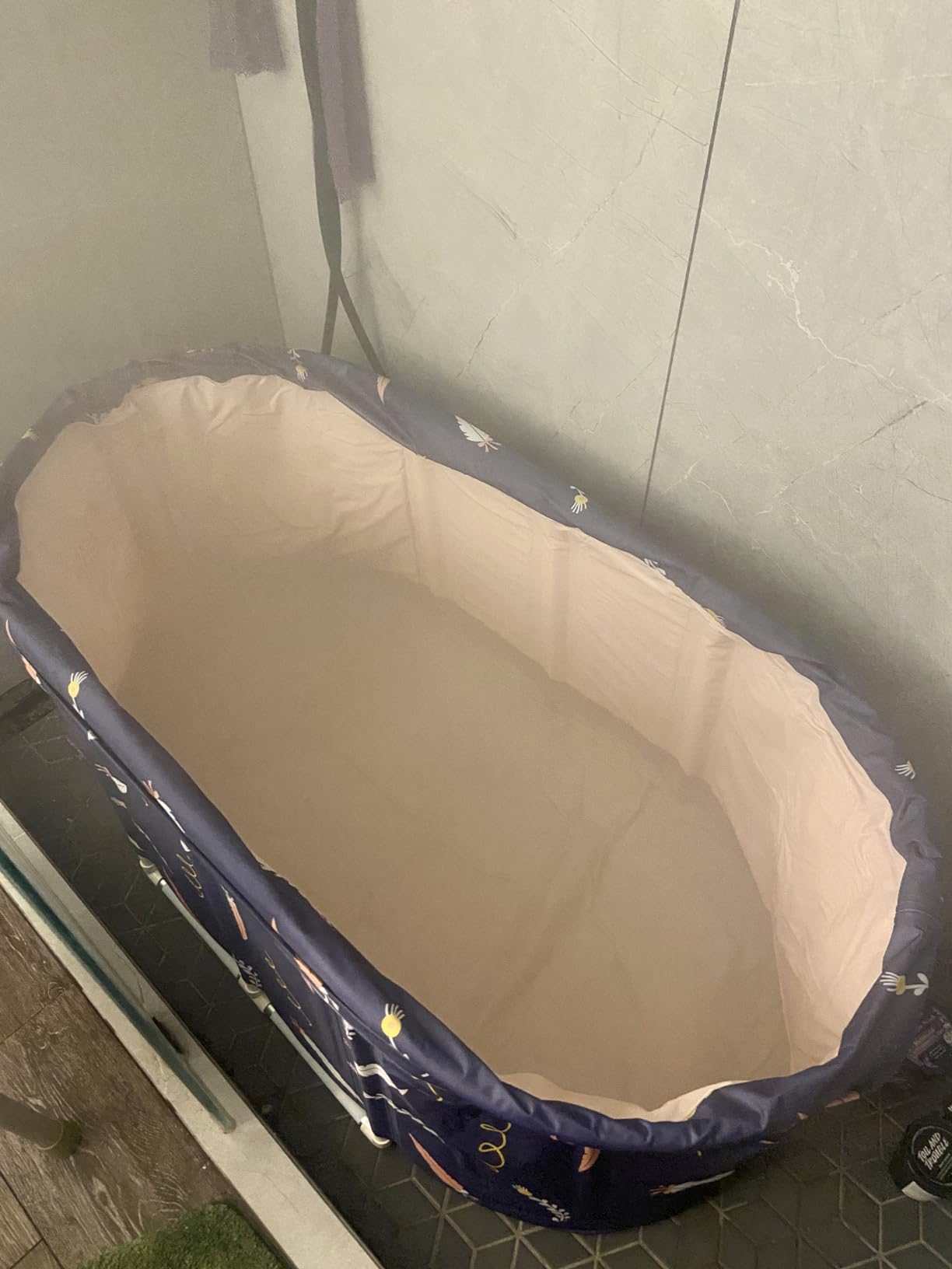 Portable Bathtub,Foldable Freestanding Bathtub,Japanese Soaking Tub,Shower Stall Tub,Bathroom Folding SPA Bath For Adults, Boys & Girls,Outdoor/Indoor Hot Ice Bath,47 Inch,Blue,PVC & Al Alloy customer photo 1