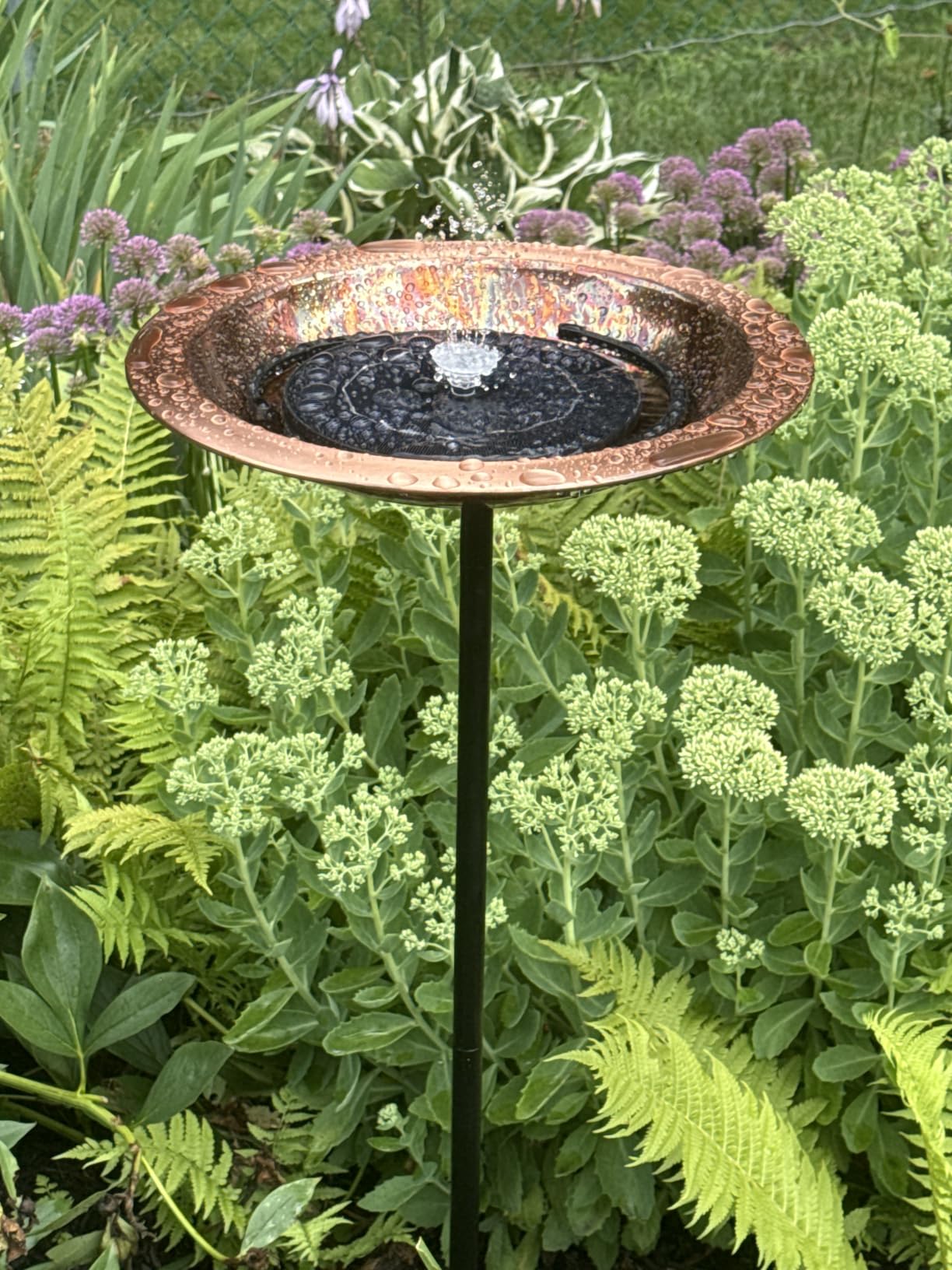 Good Directions Fired Copper Bird Bath on Garden Pole 13