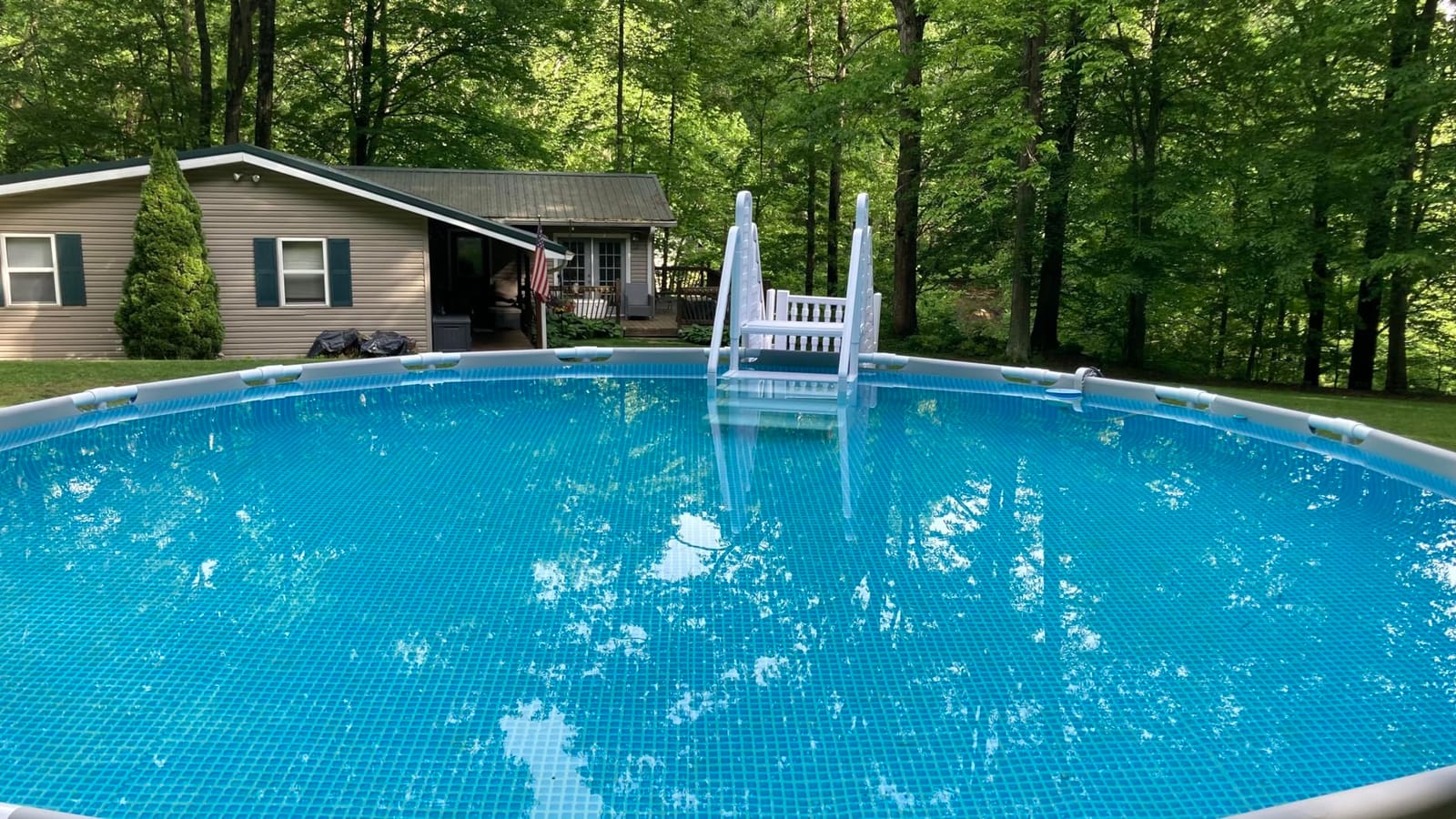 Aqua Select Everest White Above Ground Pool Steps | 4-Step Pool Entry System for Decks | Wide Textured Steps | Child & Senior Safe | Supports 350 lbs | Pool Access Ladder Attachment customer photo 1