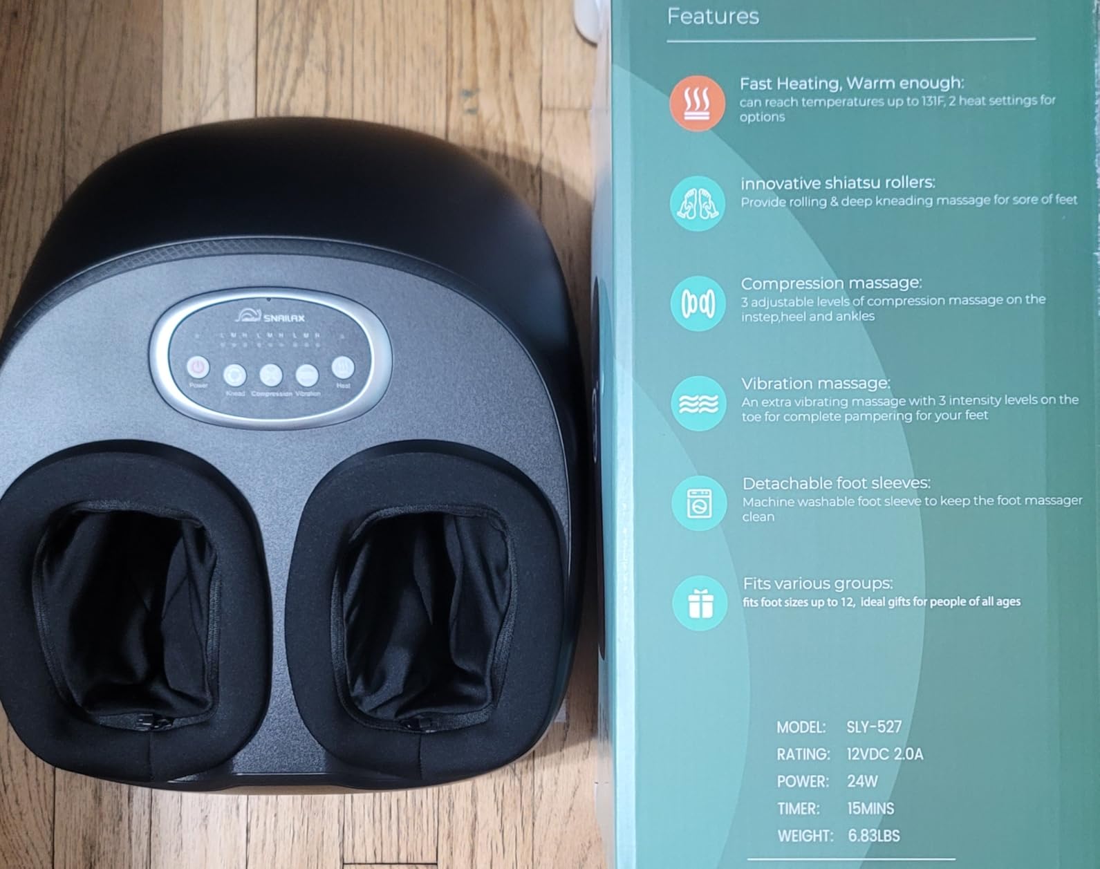 Snailax Shiatsu Foot Massager with Heat, FSA Eligible, Kneading, Compression, Vibration, Feet Massage Machine for Plantar Fasciitis, Neuropathy, Foot Warmer, Gifts for Women Men,Size 13 | Deep Kneading, Vibration Foot Massage with Adjustable Heat, Fits Men up to US Size 13, FSA Eligible HSA for Everyday Comfort customer photo 1