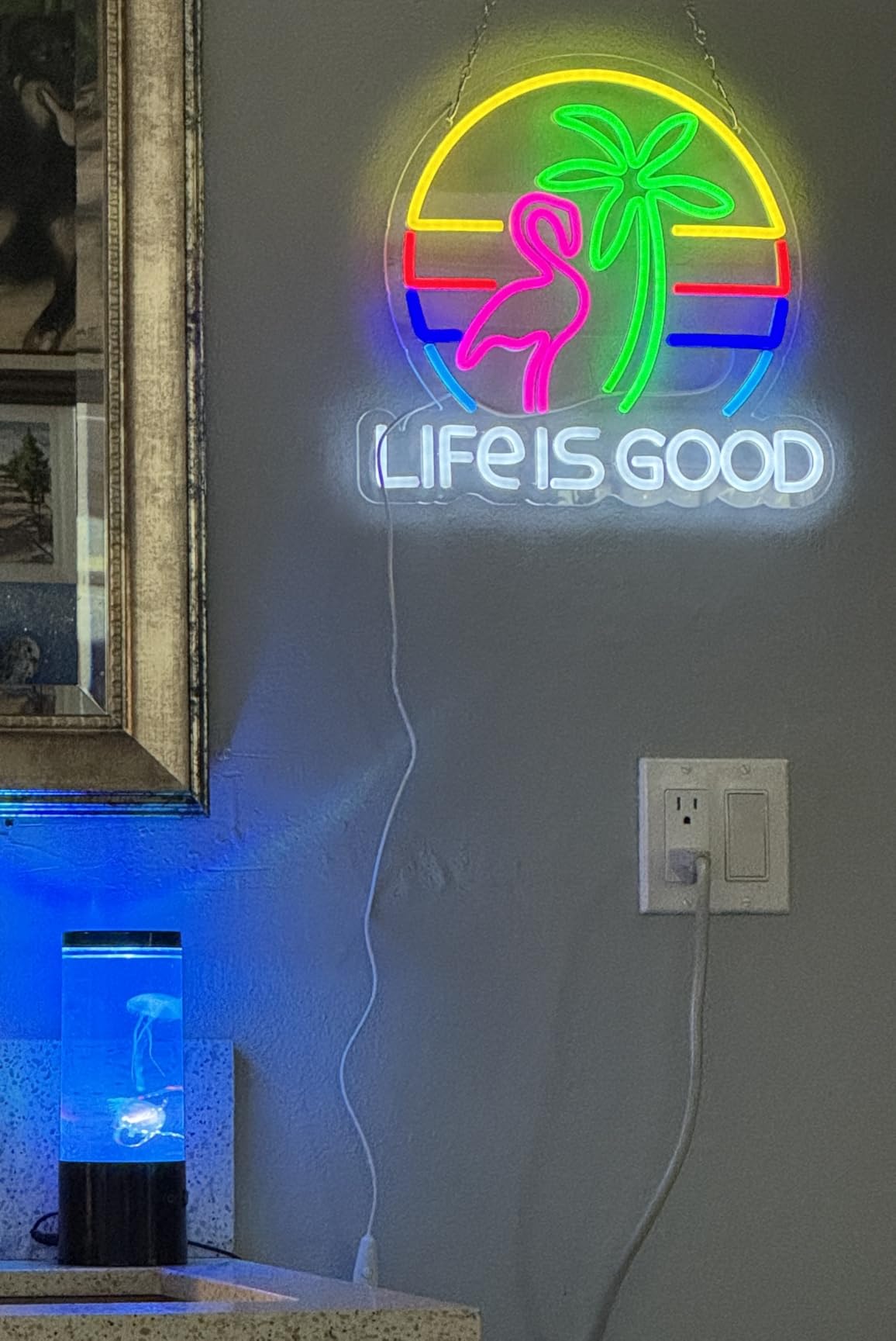Crs LIGHT Neon Signs for Wall Decor Neon Lights for Bedroom Led Signs Suitable for Man Cave Bar Pub Restaurant Christmas Birthday Party Gift Led Art Wall Decorative Crs Light Bar Sign, 5V Usb Power, 17*11 Inch(Azure+red+white) customer photo 2