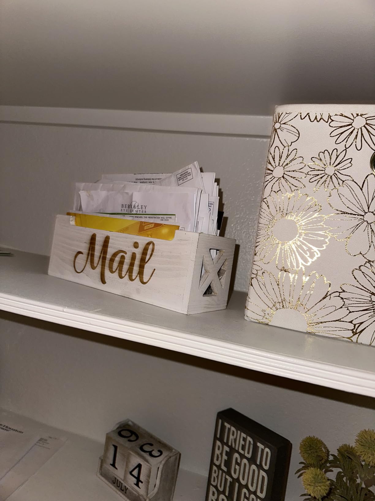 Wooden Mail Organizer Countertop | Farmhouse Black Mail Holder for Wall | Rustic Desk Mail Sorter Basket Letter Holder for Home Office Entryway Decor customer photo 1