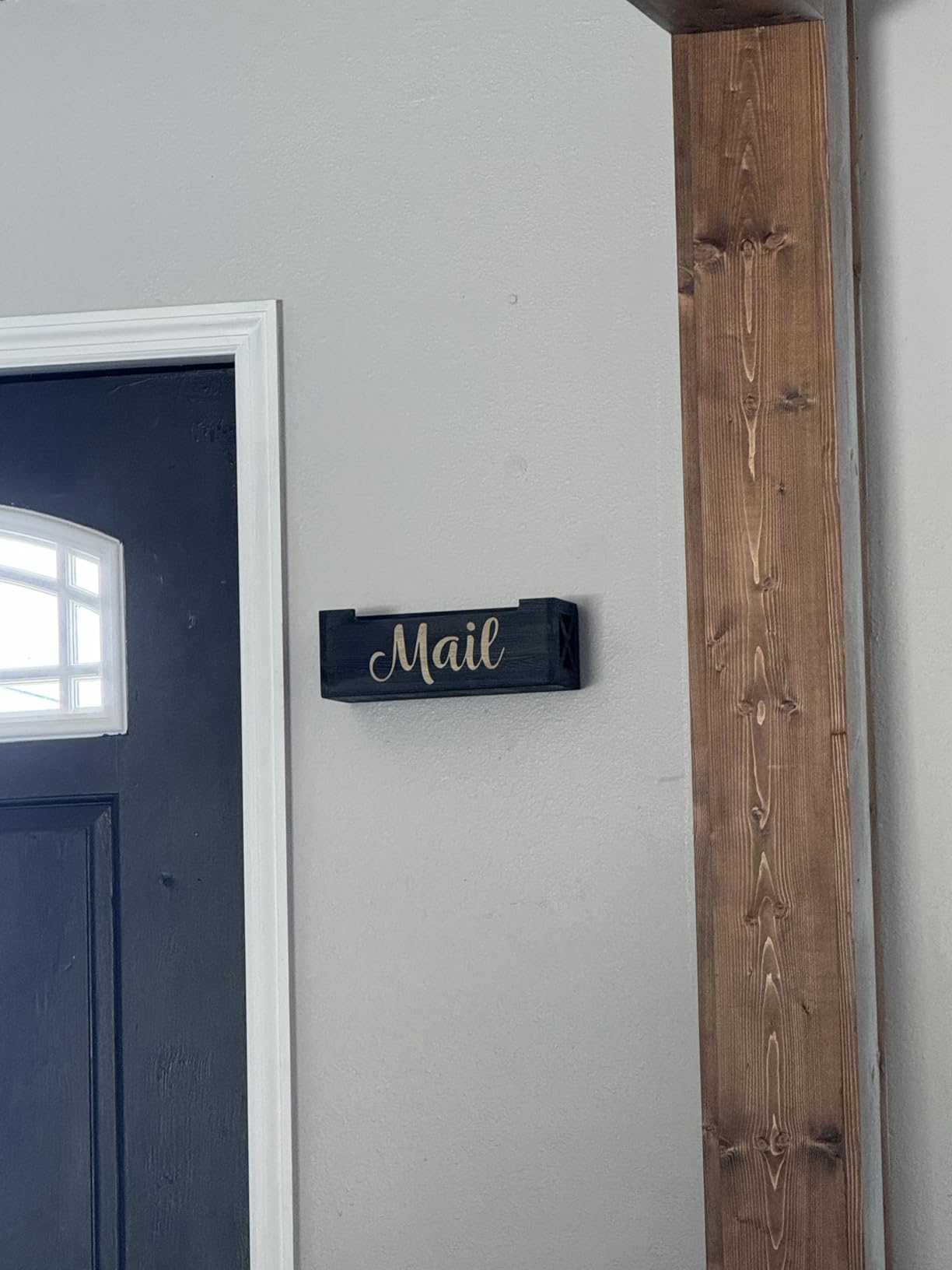 Wooden Mail Organizer Countertop | Farmhouse Black Mail Holder for Wall | Rustic Desk Mail Sorter Basket Letter Holder for Home Office Entryway Decor customer photo 2