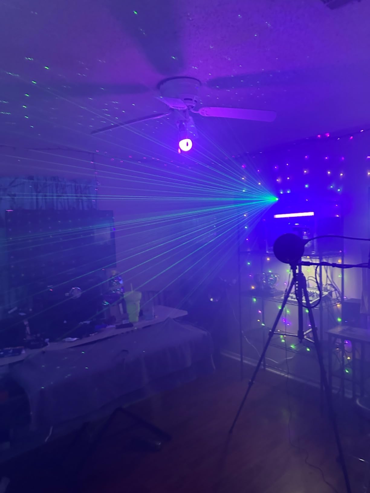 Telbum DJ Lights with Stand, 5 in 1 Party Bar Light Set with Rotating Ball, Strobe, UV, Colorful LED Par Light and Pattern, Sound Activated DJ Lighting System customer photo 1