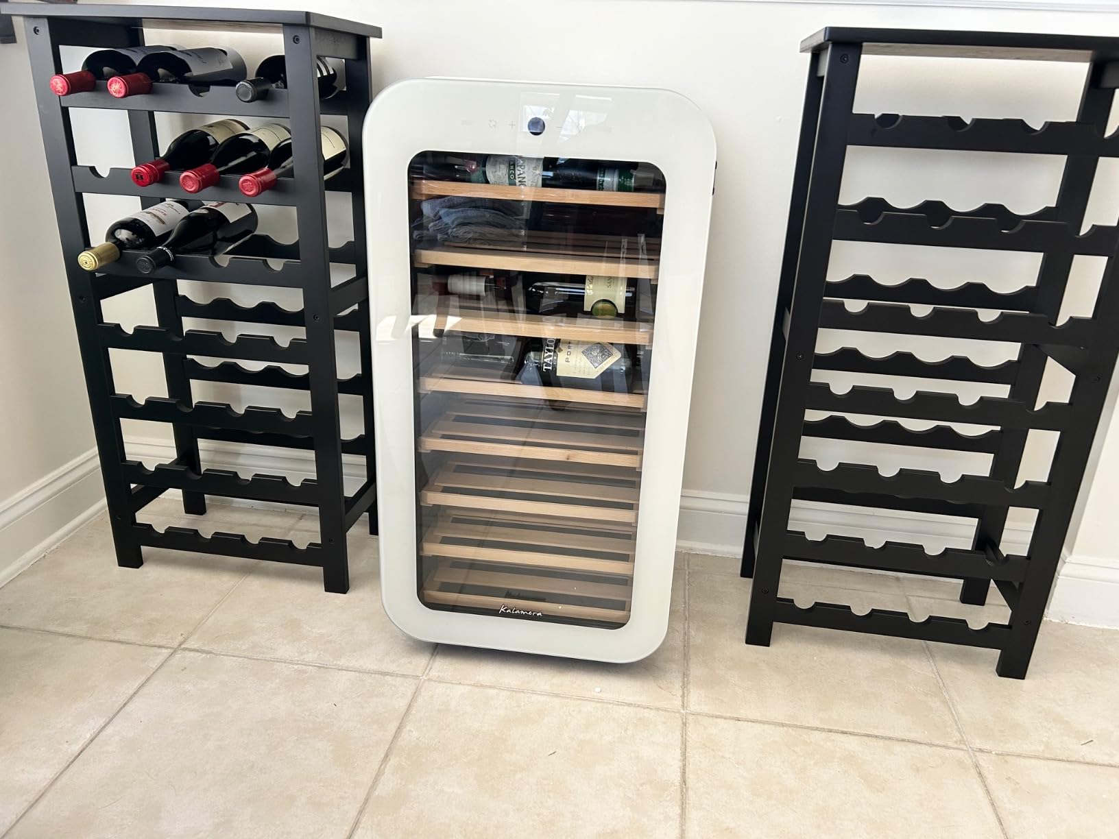 Kalamera 24 inch Wine Cooler, 37 Bottle - Dual Zone Built-in or Freestanding Fridge with Stainless Steel Reversible Glass Door, for Home, Kitchen or Office customer photo 2